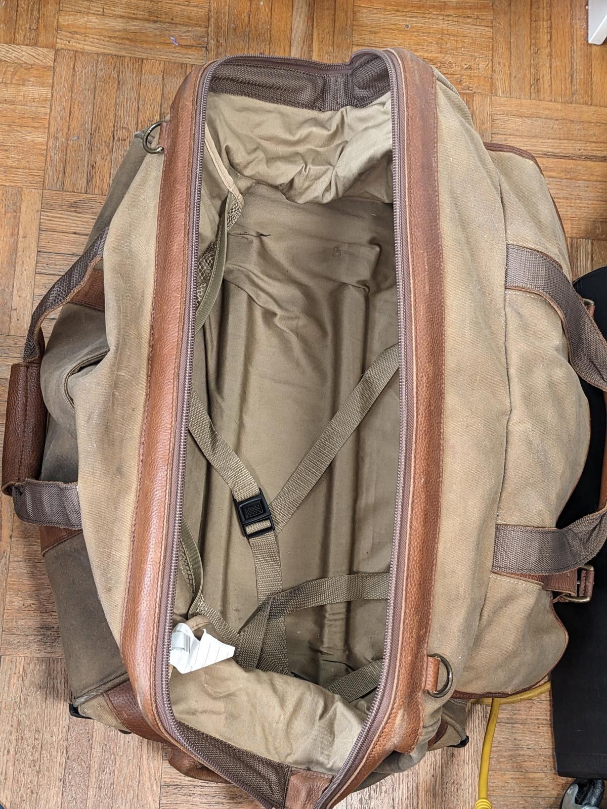 L.L. Bean L.L.Bean Rolling Duffel Bag Brown Canvas 1990 Carry-on China Size ONE SIZE - 11 Thumbnail