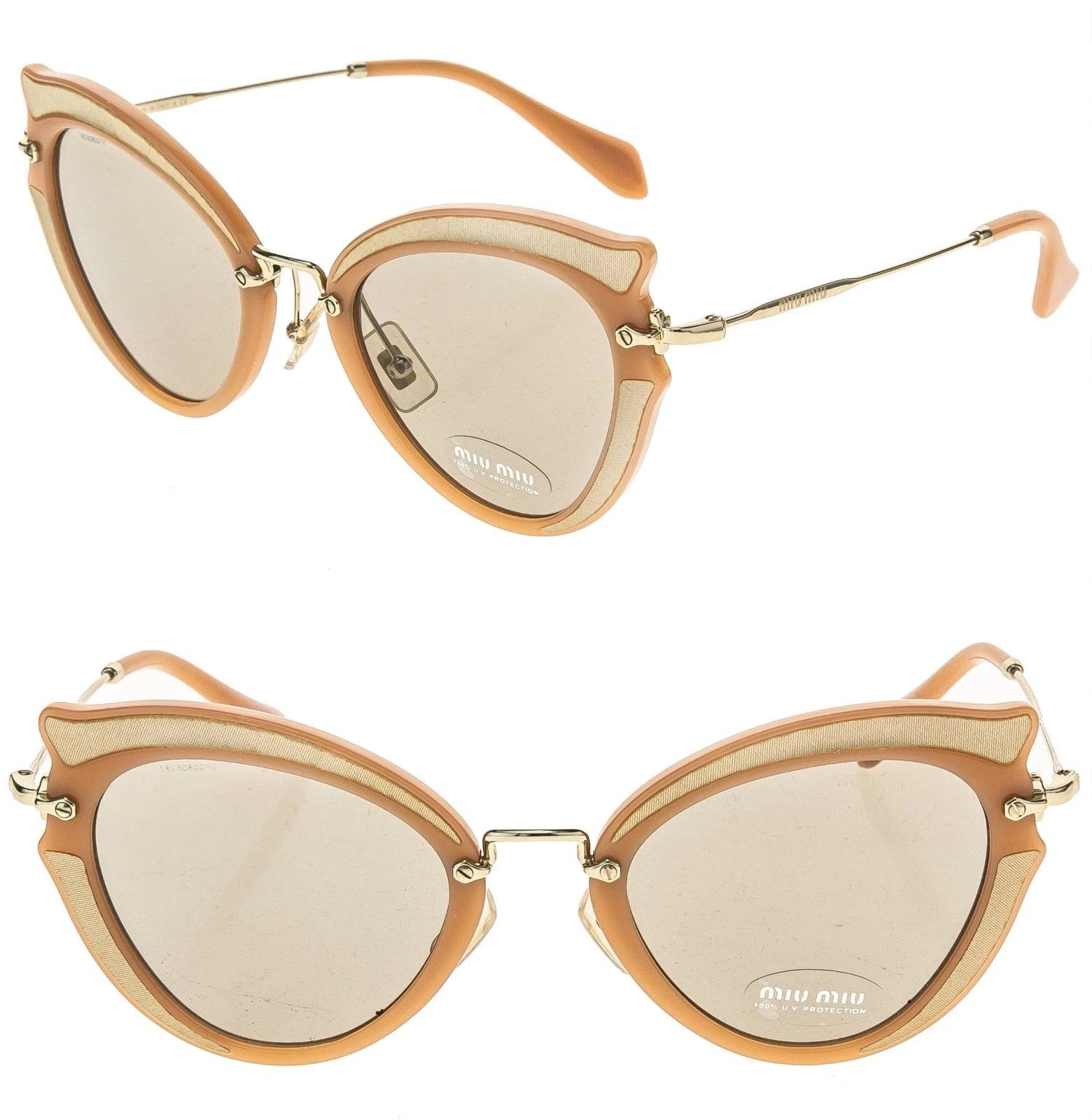 Miu Miu MIU MIU MU05SS NOIR SILK Cat Eye Peach Beige Gold Women 05S Size ONE SIZE - 1 Thumbnail