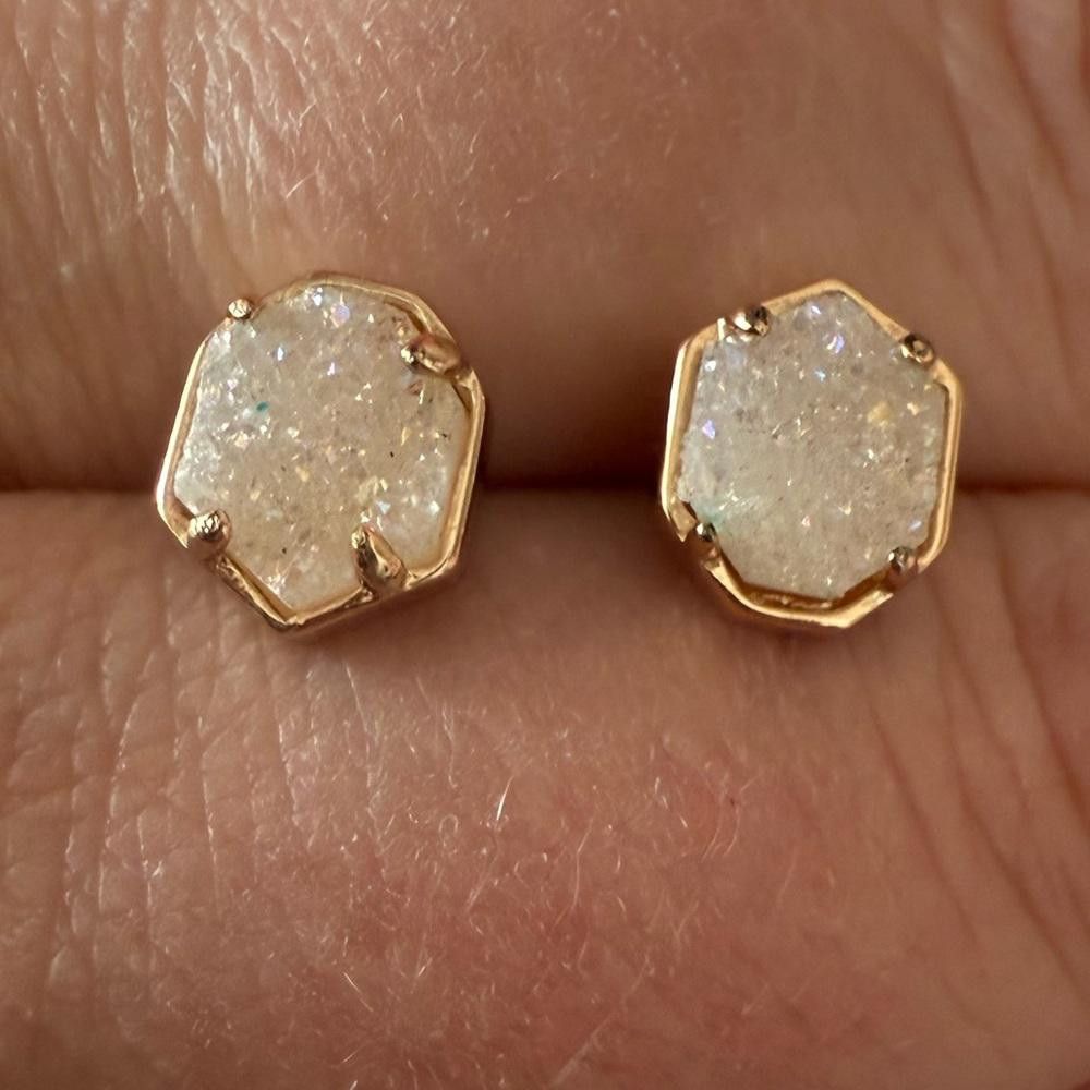 Designer Kendra Scott RARE Taylor Iridescent Drusy Stud Earrings Gold Size ONE SIZE - 3 Thumbnail