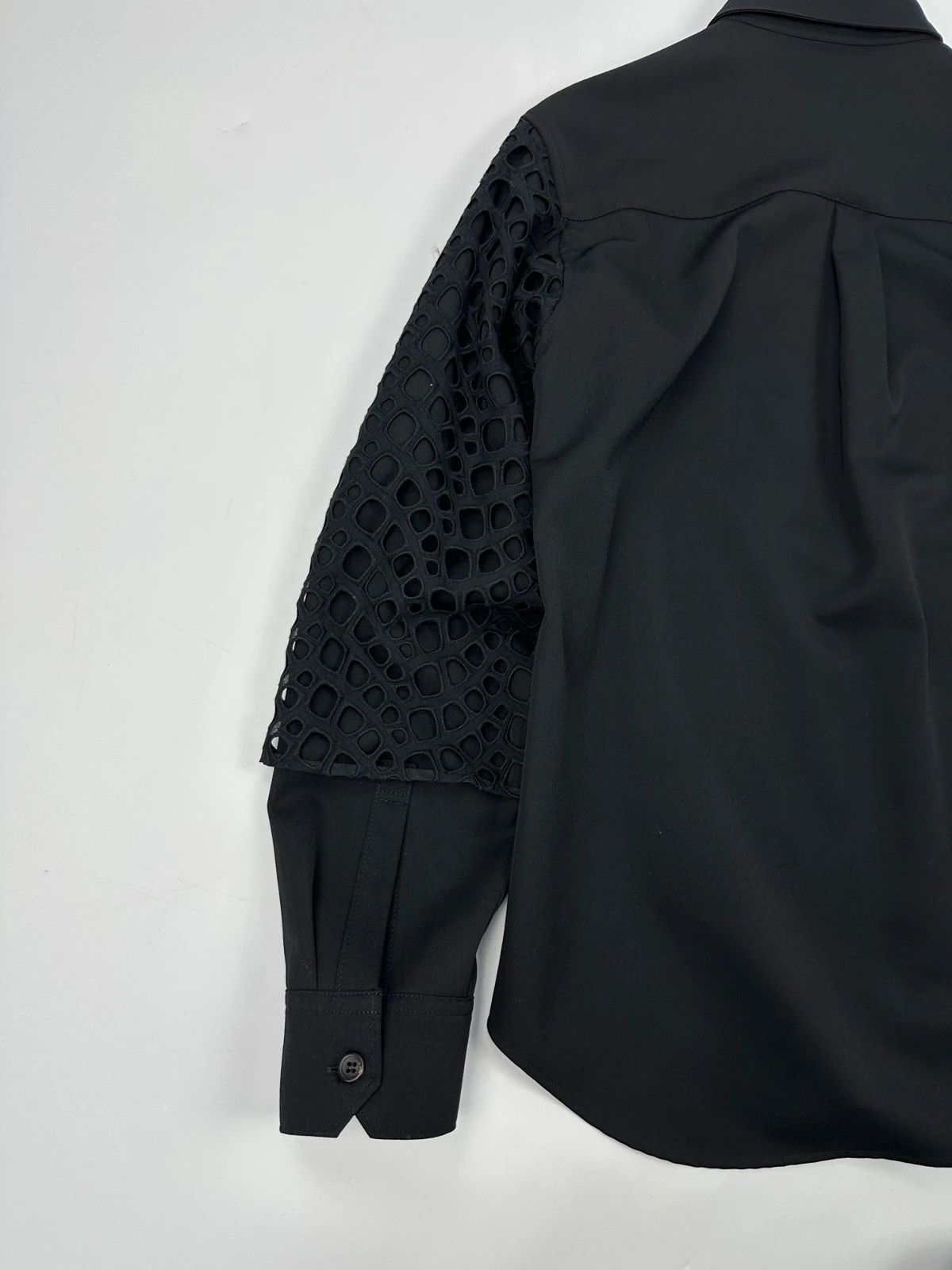 Yohji Yamamoto Y’s Yohji Yamamoto Black Wool Shirt Mesh Sleeves Details Size US S / EU 44-46 / 1 - 5 Thumbnail