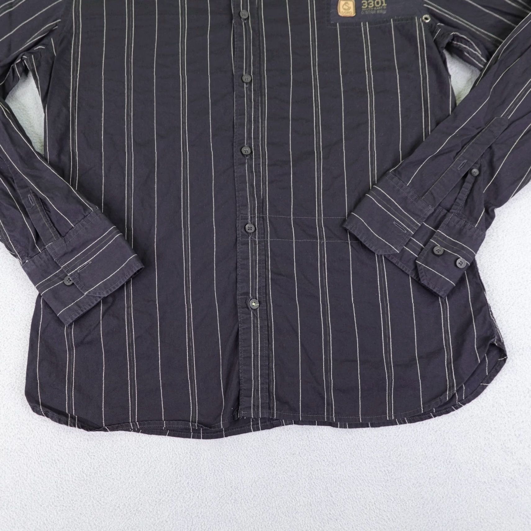G-Star G Star Raw Shirt Mens XL Black Stripes Button Up Long Sleeve New Luxor Type Size US XL / EU 56 / 4 - 4 Thumbnail