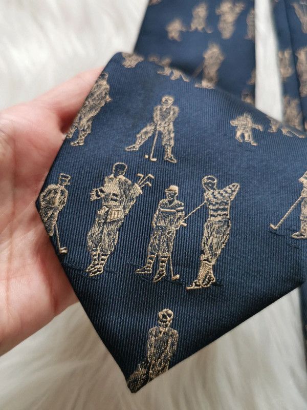 DAKS Dark blue DAKS silk tie golfers Size ONE SIZE - 1 Thumbnail