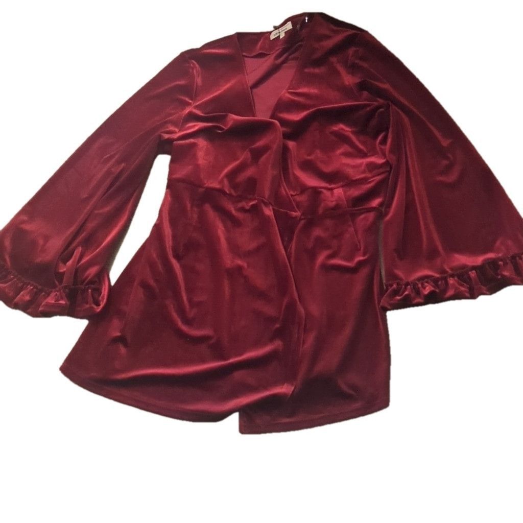 Other Little City Rock Wine Velvet Wrap Dress Size 16 Size XXL / US 16-18 / IT 52-54 - 2 Thumbnail