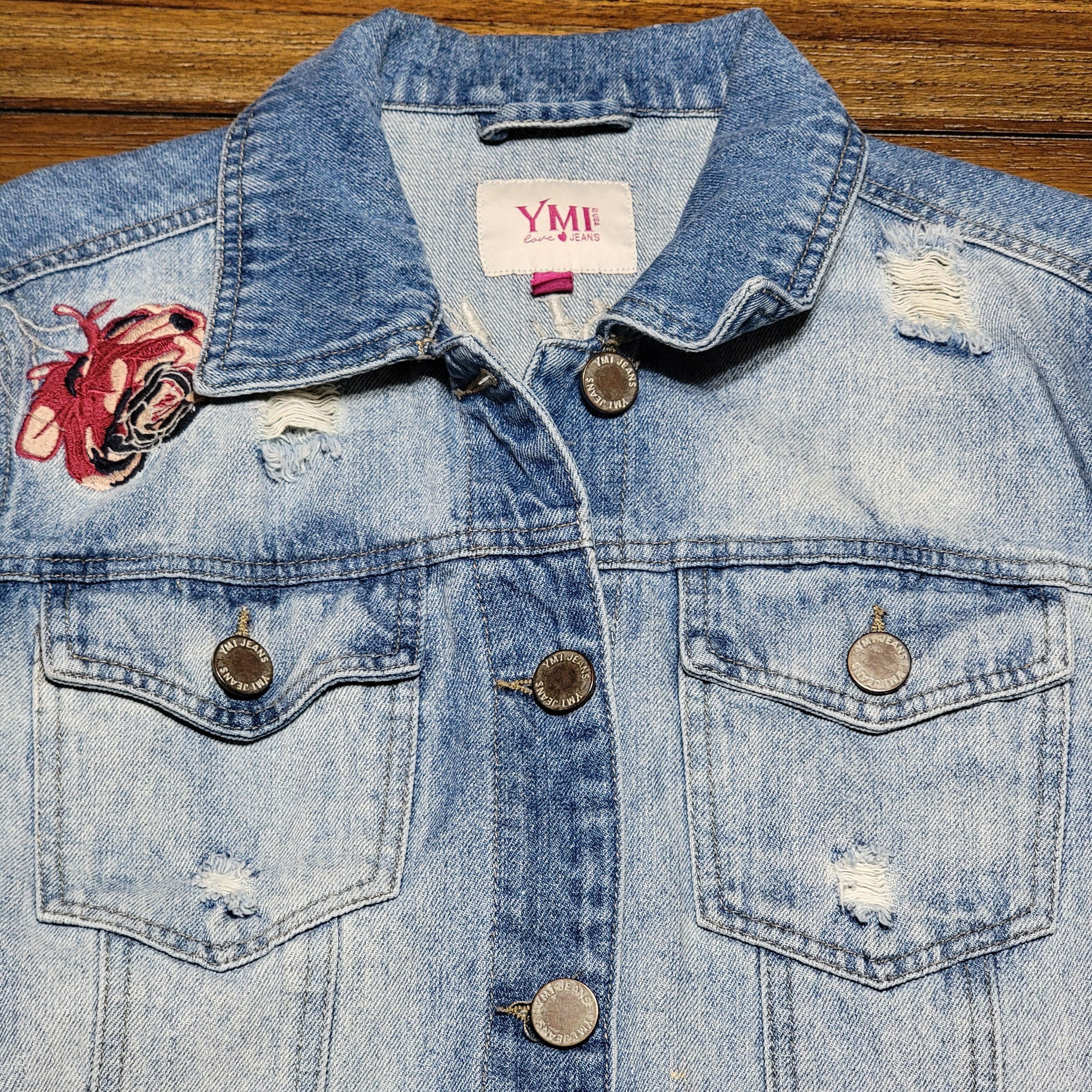 Other YMI Jeans Denim Jacket w/ Embroidered Roses - Size Large* Size L / US 10 / IT 46 - 2 Thumbnail