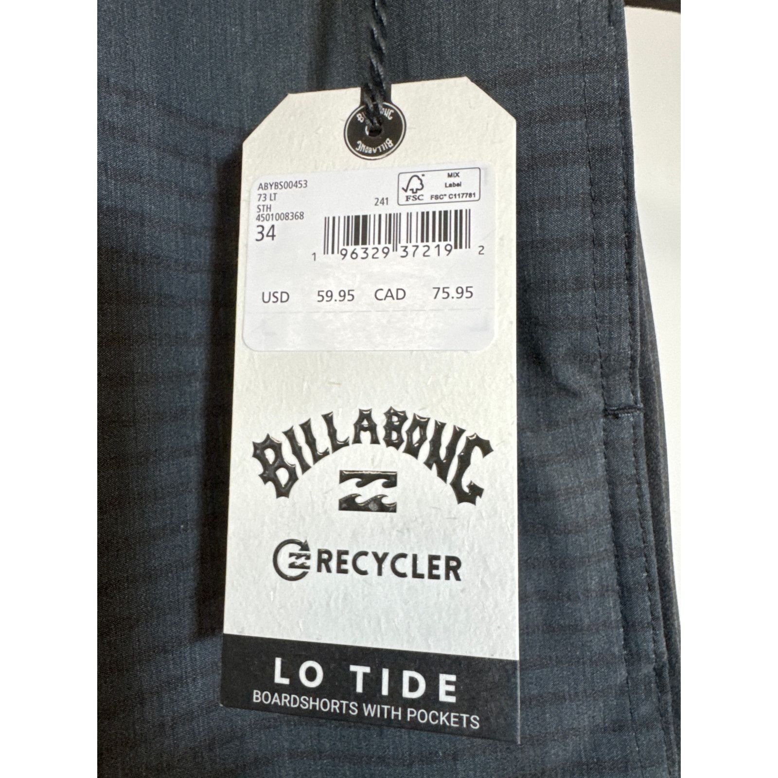 Billabong NWT Men’s Billabong Low Tide Board Shorts 34 Mid Length Gray Size US 34 / EU 50 - 3 Thumbnail