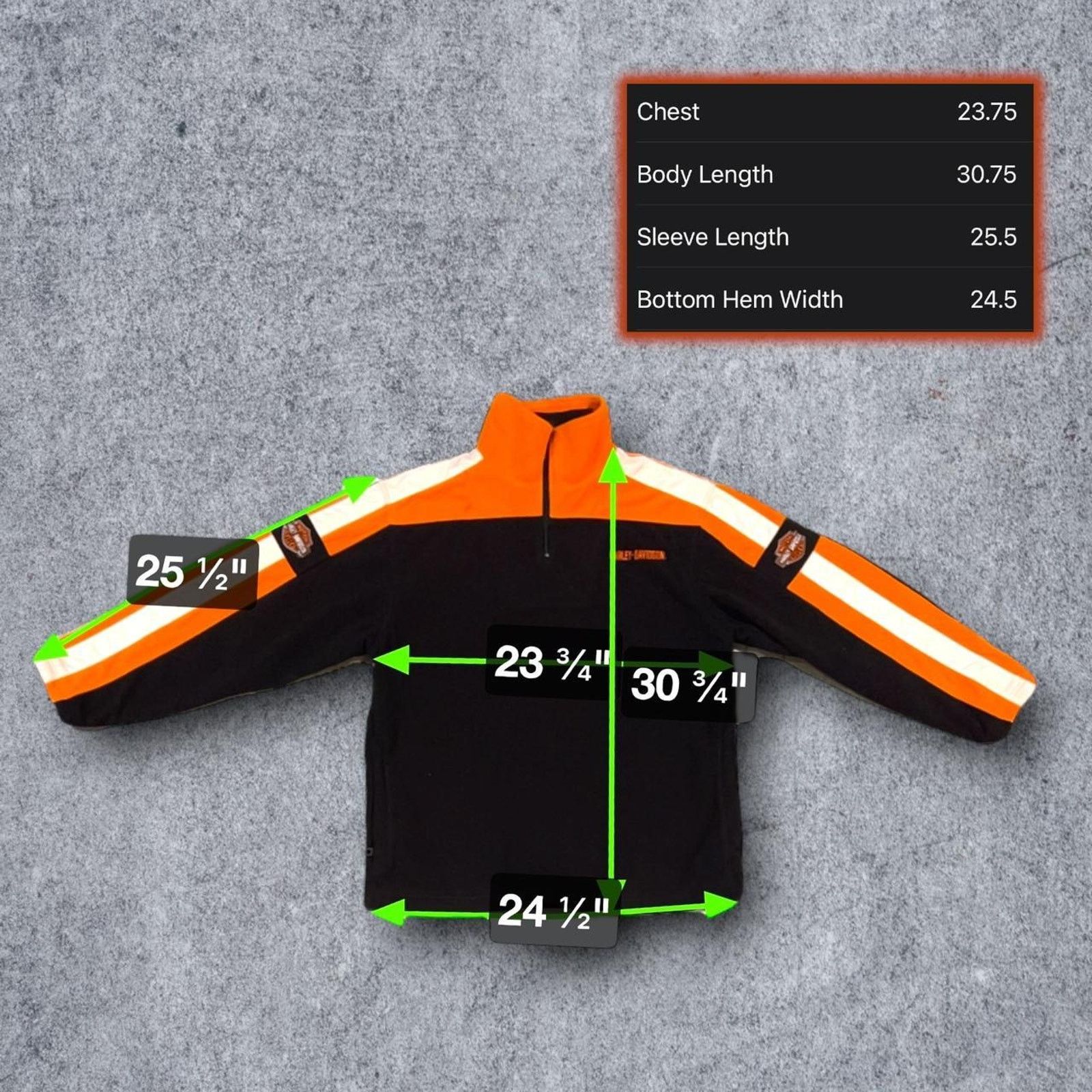 Harley Davidson Harley-Davidson Black Fleece Quarter-Zip w/ Orange Stripes Size US L / EU 52-54 / 3 - 5 Thumbnail