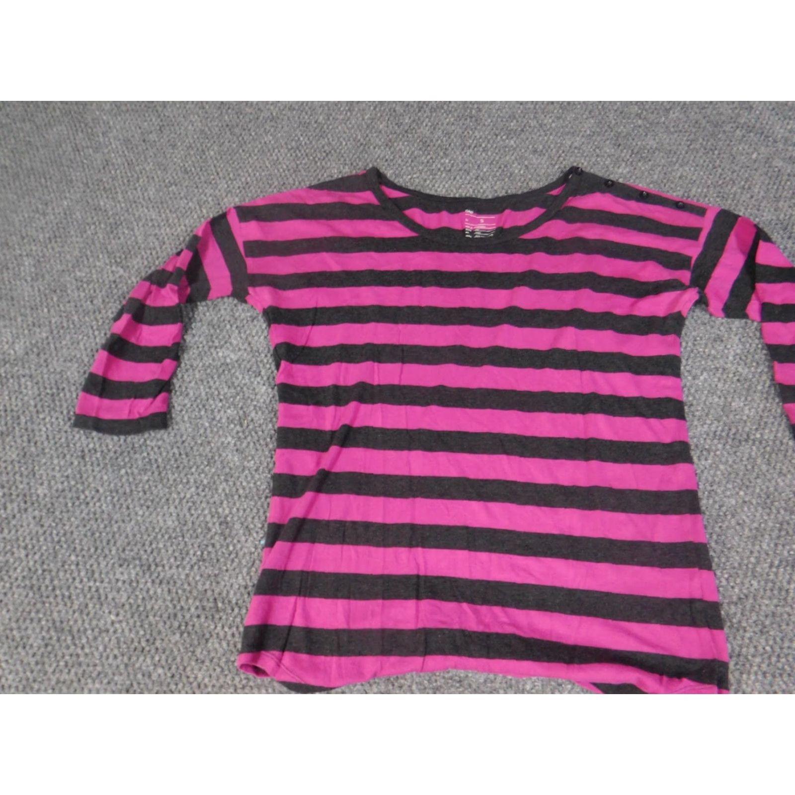Gap Gap Blouse Women Small Purple Striped Crew Neck Stretch 100% Cotton Casual Shirt S Regular Womens Classics Size S / US 4 / IT 40 - 2 Thumbnail