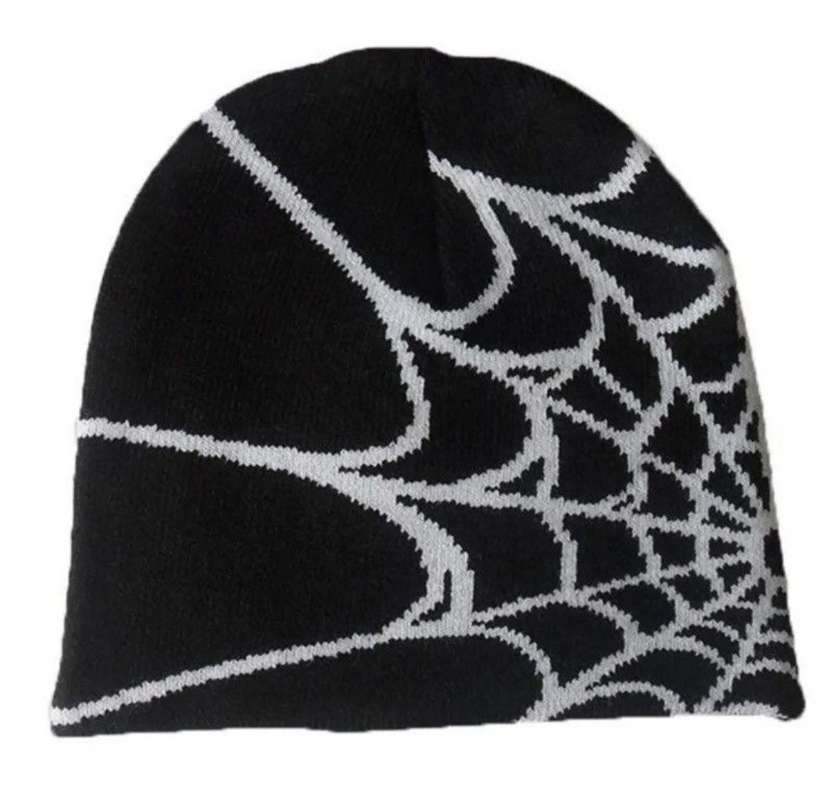 Japanese Brand Spider Web Graphic Beanie Hat Black Vintage y2k Size ONE SIZE - 1 Thumbnail