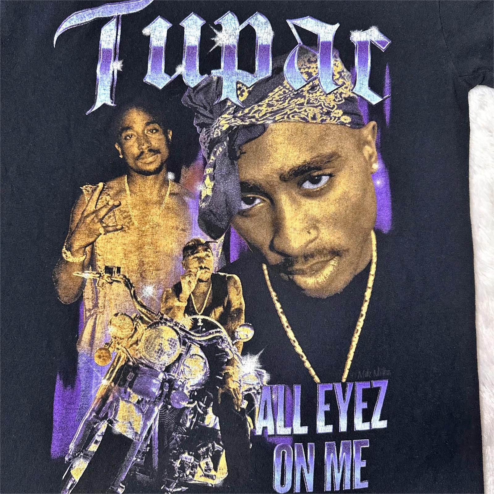 Rap Tees Tupac Shakur All Eyez On Me Graphic T-Shirt Black Unisex S Size US S / EU 44-46 / 1 - 3 Thumbnail