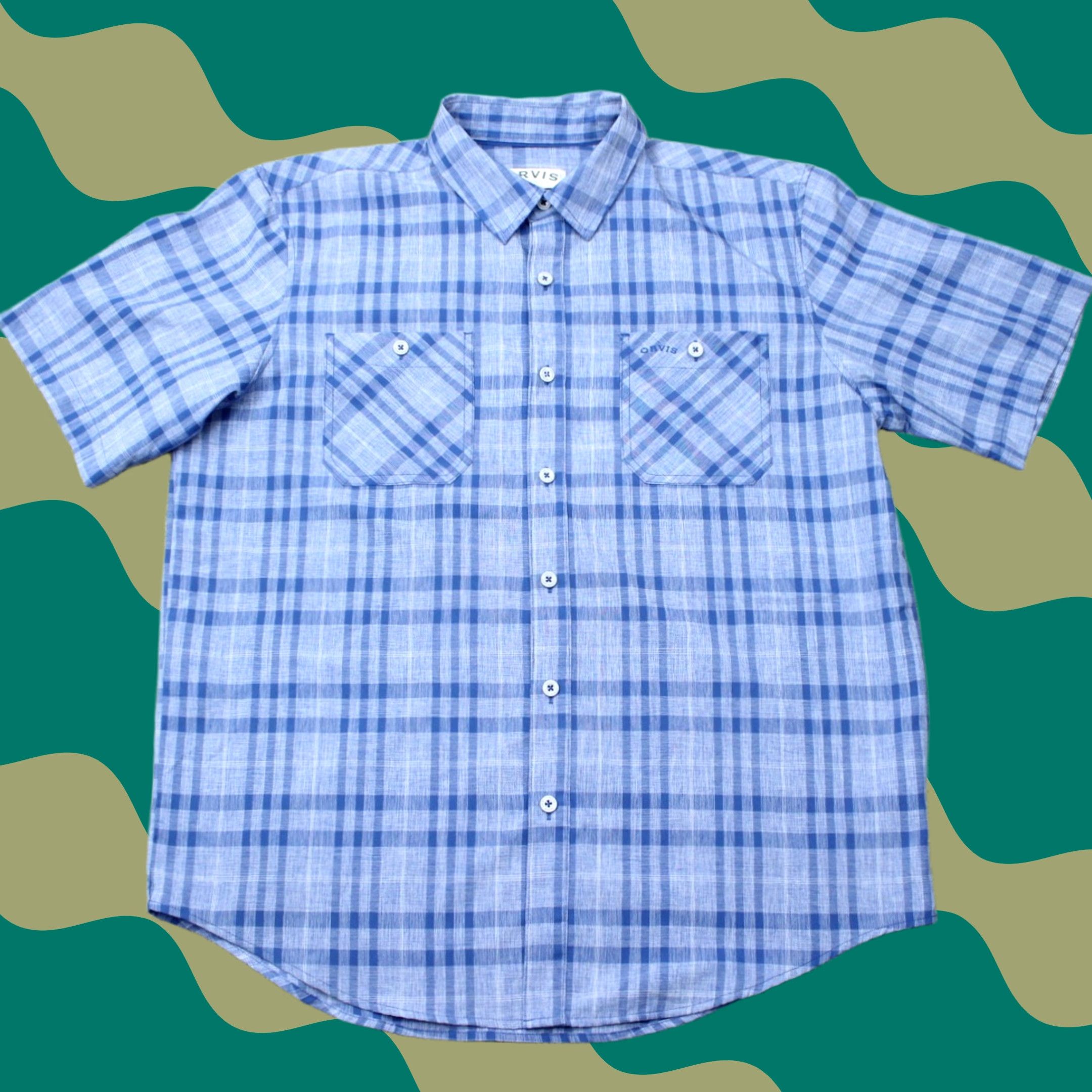 Orvis Orvis Mens Large Blue Tech Shirt Short Sleeve Button-Up Pocketed N/A Size US L / EU 52-54 / 3 - 1 Thumbnail