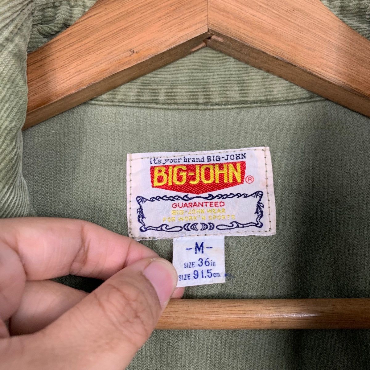 Big John 80’s BIG JOHN Green Corduroy Work Shirt Button Up #2184-C97 Size US M / EU 48-50 / 2 - 15 Thumbnail