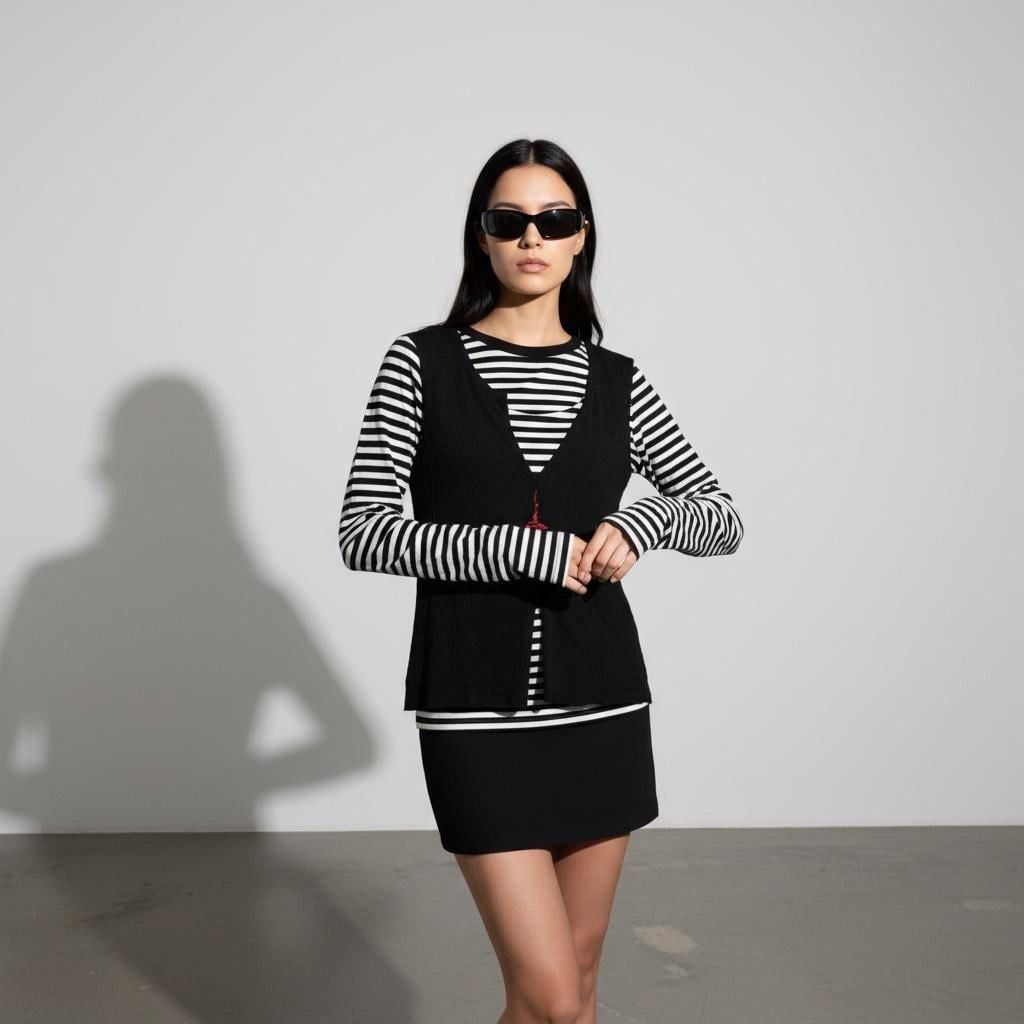 Cop Copine The Cop Copine Striped Top Cut Out Back Size ONE SIZE - 1 Thumbnail