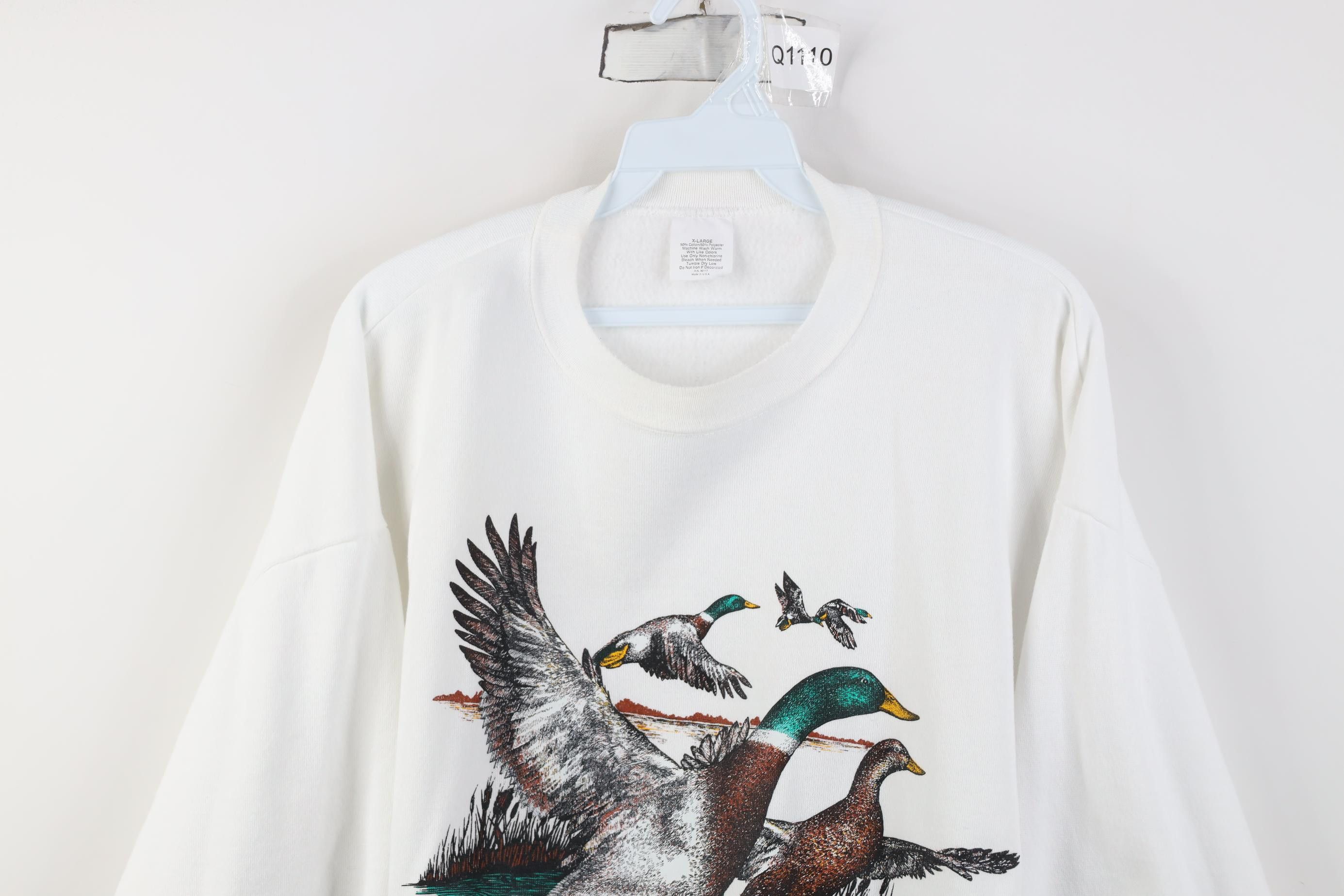 Vintage Vintage 80s Streetwear Duck Crewneck Sweatshirt White USA Size US XL / EU 56 / 4 - 2 Thumbnail