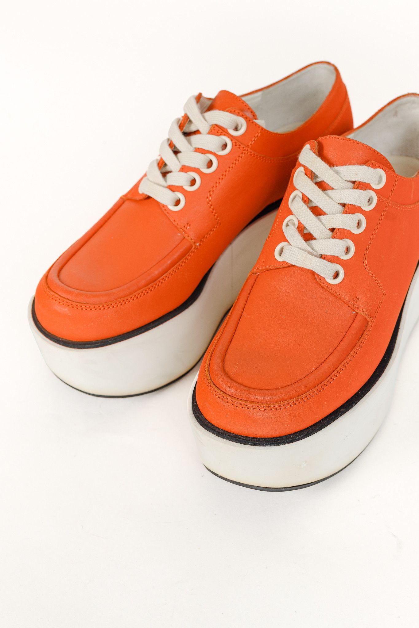 Jil Sander Jil Sander Navy SS/12 Orange Leather Lace-Up Platforms Size US 8 / IT 38 - 5 Thumbnail