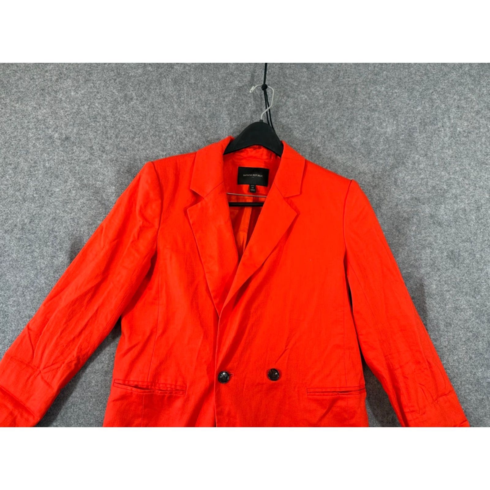 Banana Republic Banana Republic Blazer Womens 14 Petite Red Linen Blend Stretch Double Breasted Lined Jacket Size XL / US 12-14 / IT 48-50 - 3 Thumbnail