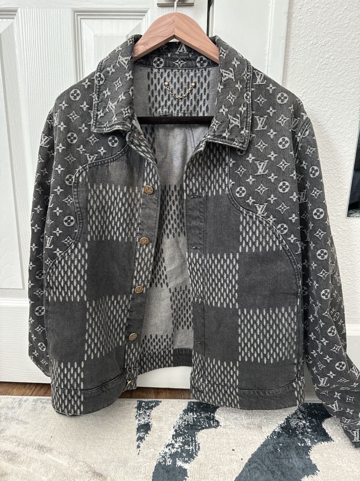 Louis Vuitton x Nigo MNGM Waves Giant Damier Flannel Shirt Indigo