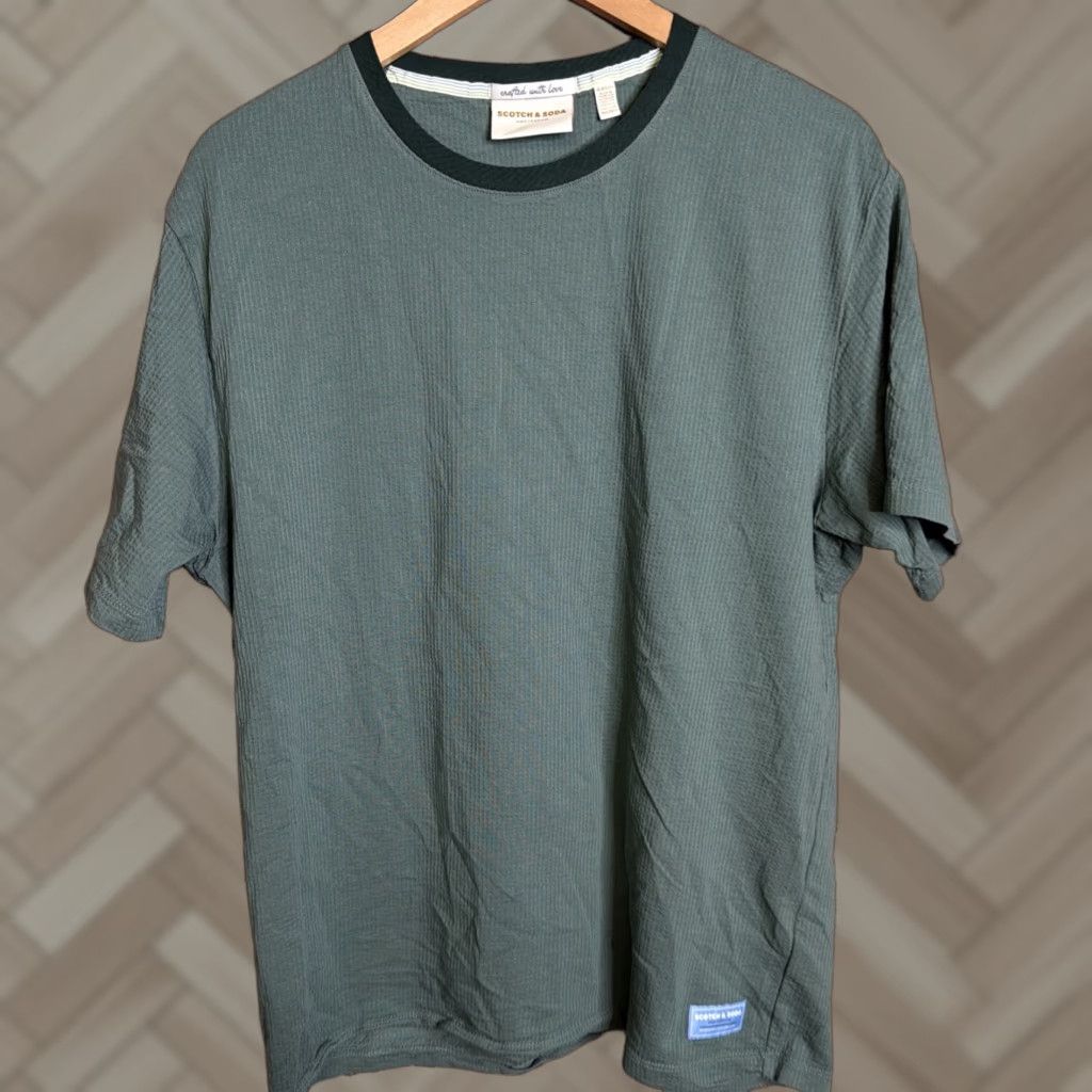 Scotch & Soda Scotch & Soda T-Shirt Cotton Green Mens XL Crew Neck Short Sleeve Regular Size US XL / EU 56 / 4 - 1 Thumbnail