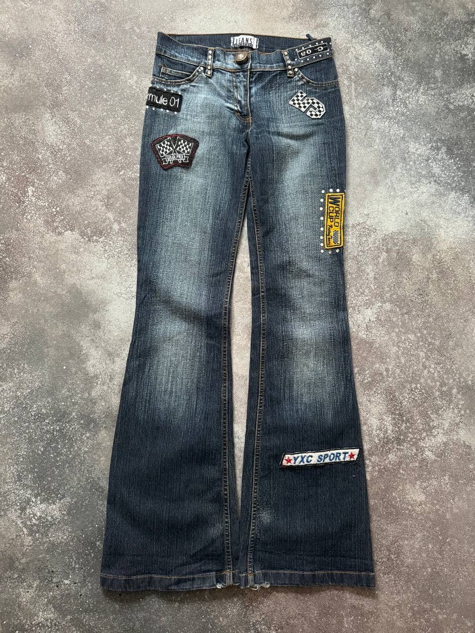 ICEBERG Amazing Y2K Racing Washed Flared Jeans F1