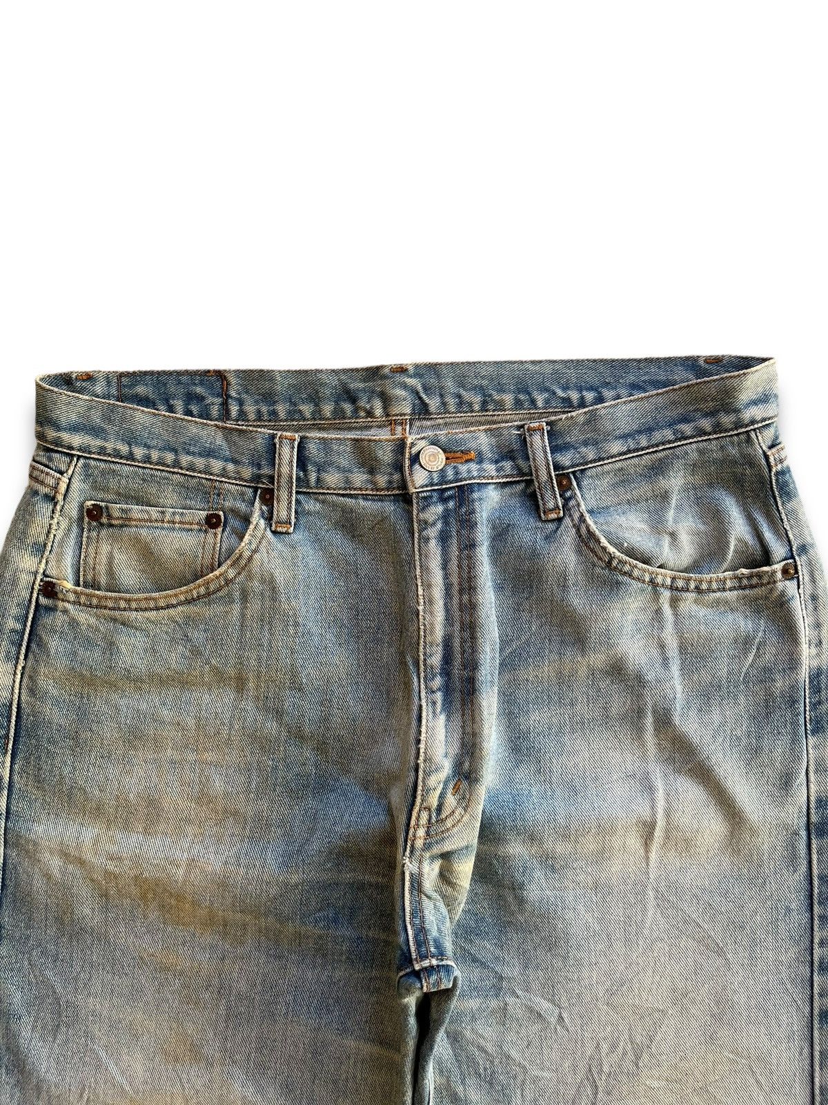 Japanese Brand Vintage Villand Blue Wash Distressed Baggy Jeans 35x31 Size US 35 - 4 Thumbnail