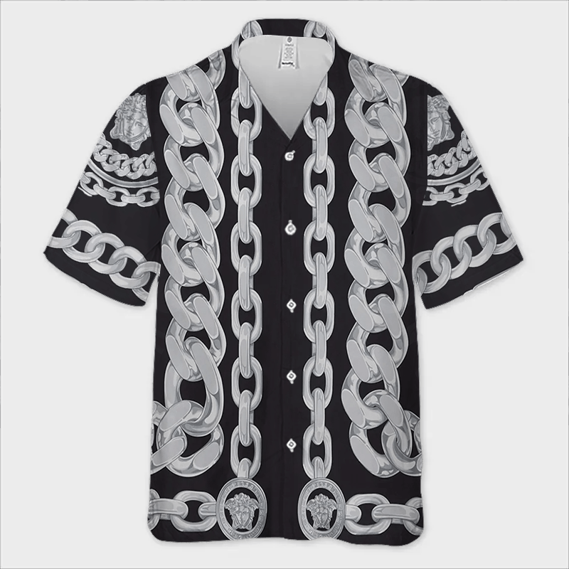 Designer × The Unbranded Brand Printed Medusa Chains Bowling Shirt | Iconic Motifs Size US L / EU 52-54 / 3 - 2 Thumbnail