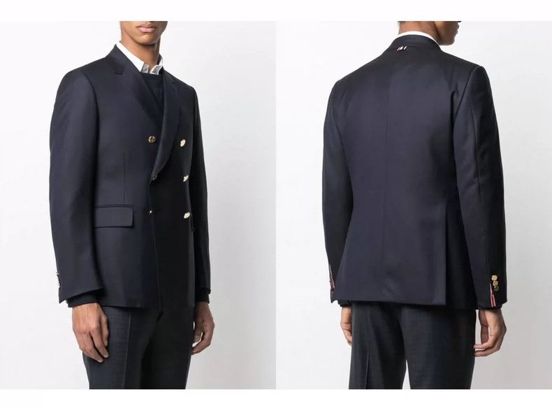 Thom Browne Thom Browne size0 Blue and white double lapel suit Size 34S - 7 Thumbnail