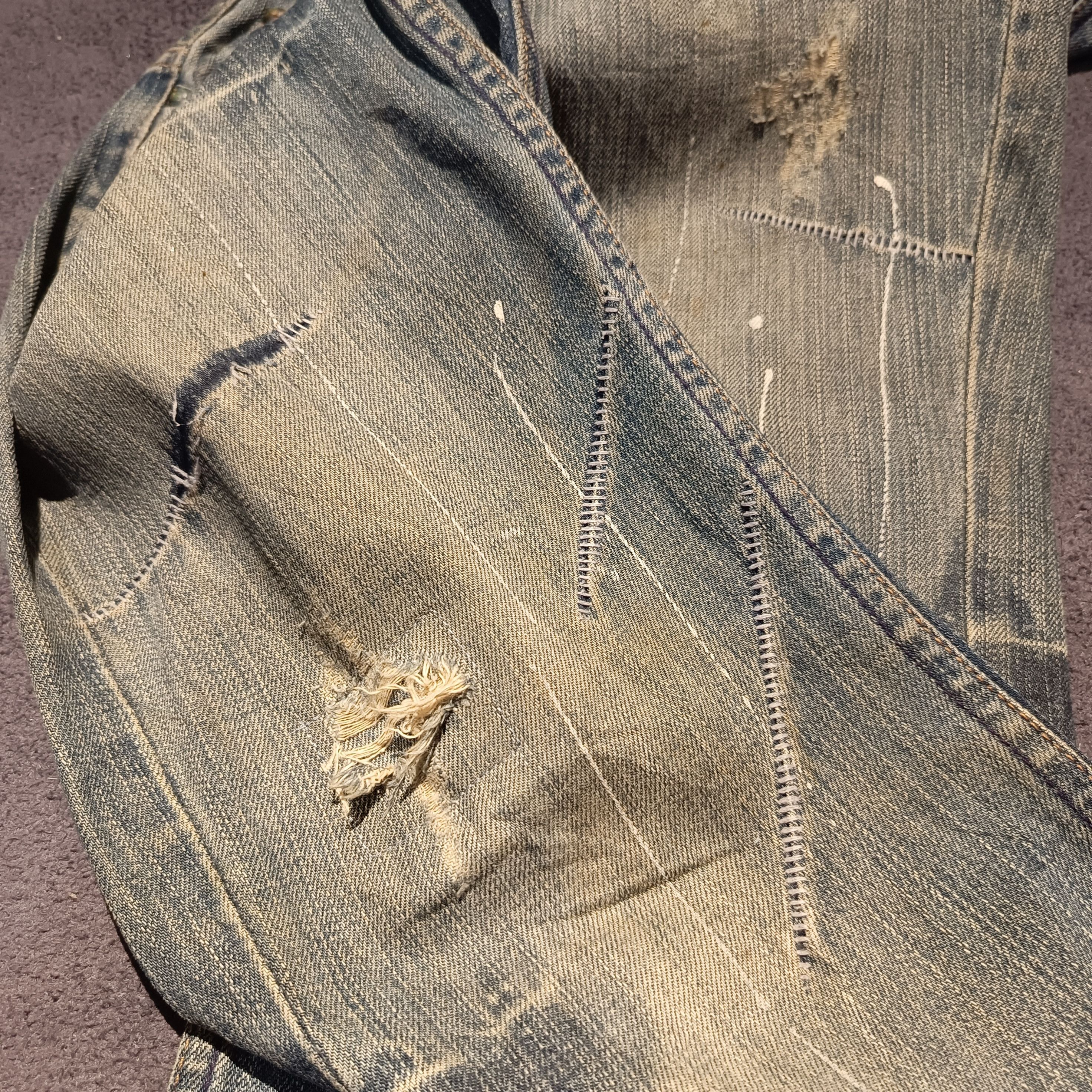 If Six Was Nine 🇯🇵🔥 Japanese Seditionaries Paint Ripped Denim Size US 32 / EU 48 - 7 Thumbnail