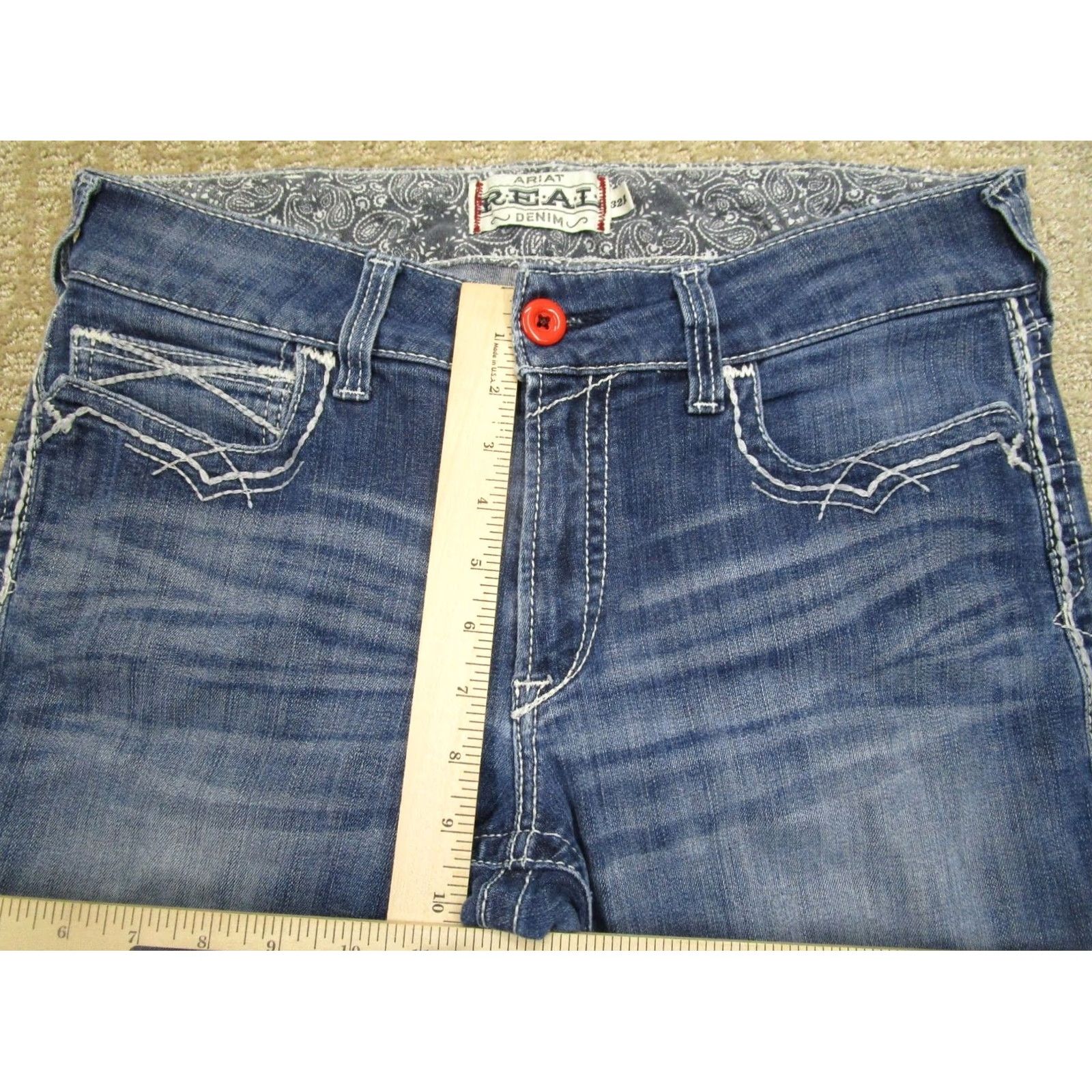 Ariat Ariat Jeans Blue Bootcut Mid Rise 32 Women Denim Pockets Logo Southwestern Cowboy 32x32 Regular Mens Womens Girls? Size 24" / US 00 / IT 34 - 6 Thumbnail