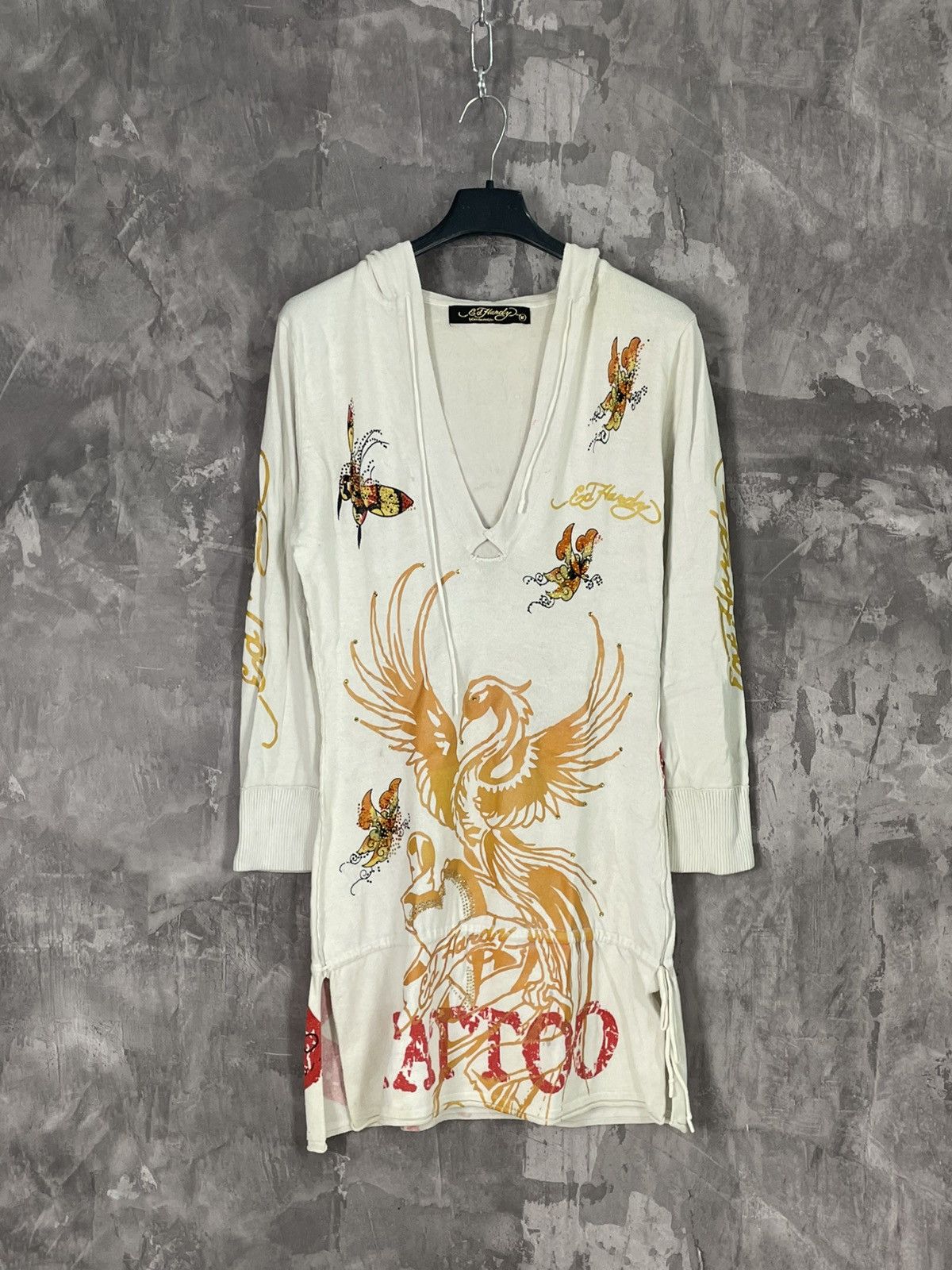 Christian Audigier × Designer × Ed Hardy Ed Hardy Women's Sweater Hoodie Dress y2k 2000s Size M / US 6-8 / IT 42-44 - 1 Thumbnail