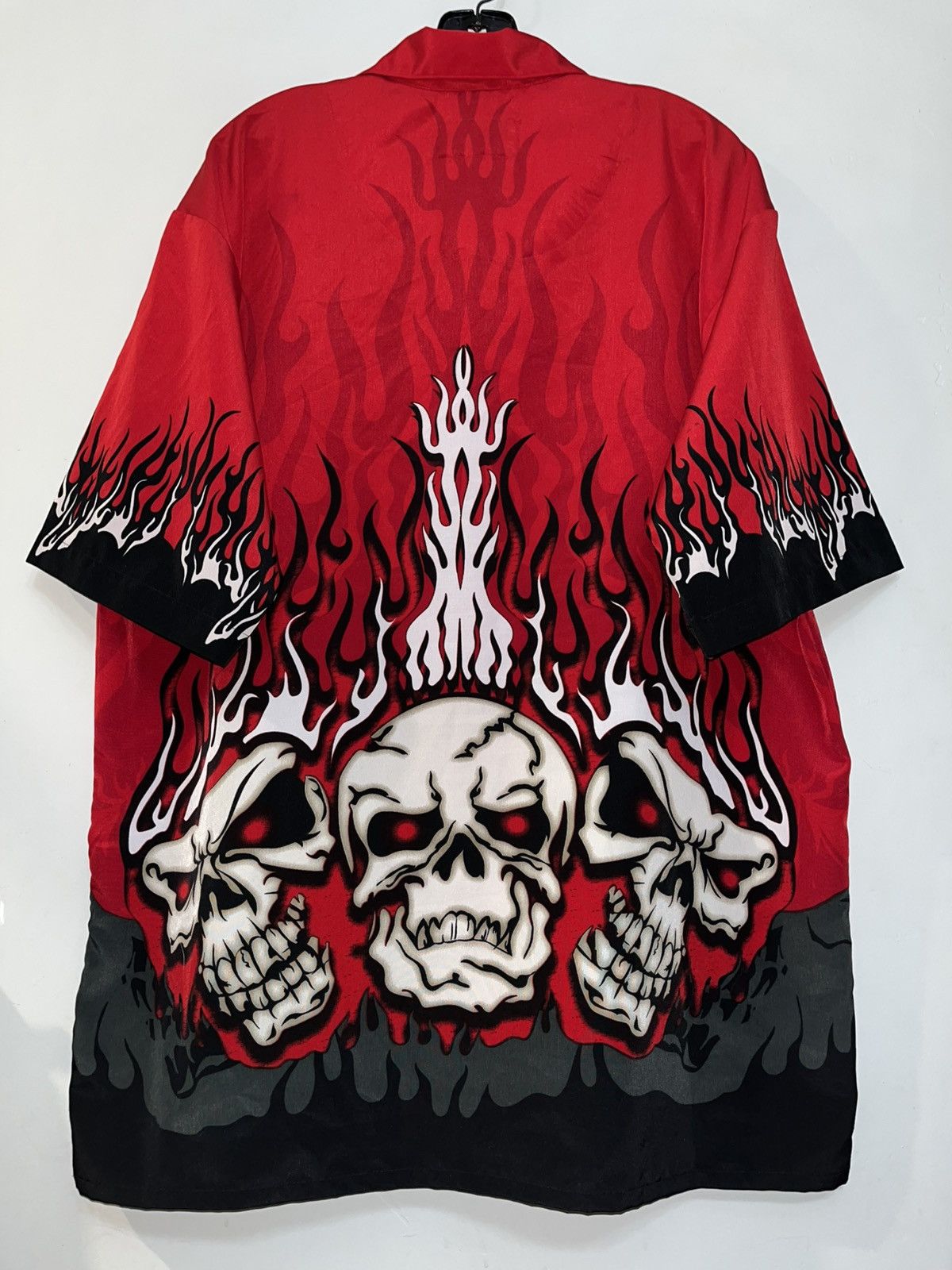 4GSELLER × Vintage Crazy Y2K Baggy Faded Grunge Flame Skull ERD Casino Shirt Size US XL / EU 56 / 4 - 3 Thumbnail