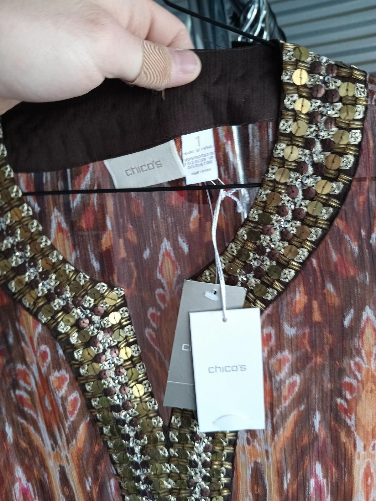 Chicos Chico's Vibrant Beaded Tunic Top Size S / US 4 / IT 40 - 4 Thumbnail