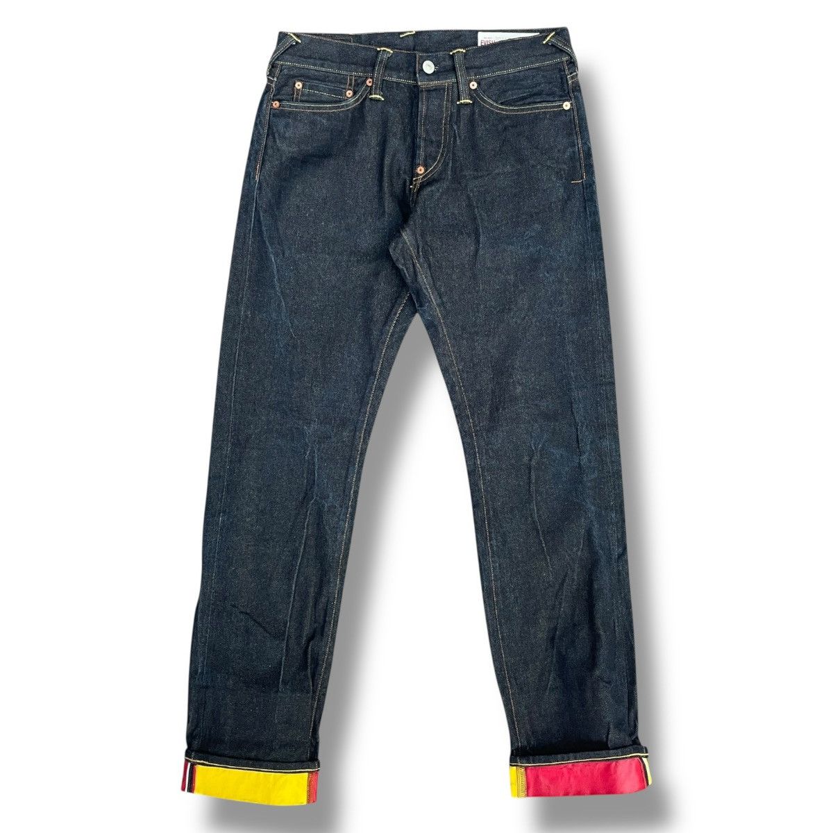 Evisu VINTAGE Evisu Flame Red/Yellow Selvedge Denim Jeans Lot 2008 Size US 29 - 4 Thumbnail