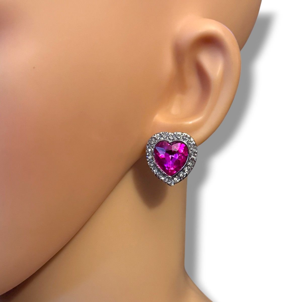 Other Jewlz by Traci Lynn rhinestone pink heart post earrings Size ONE SIZE - 2 Thumbnail
