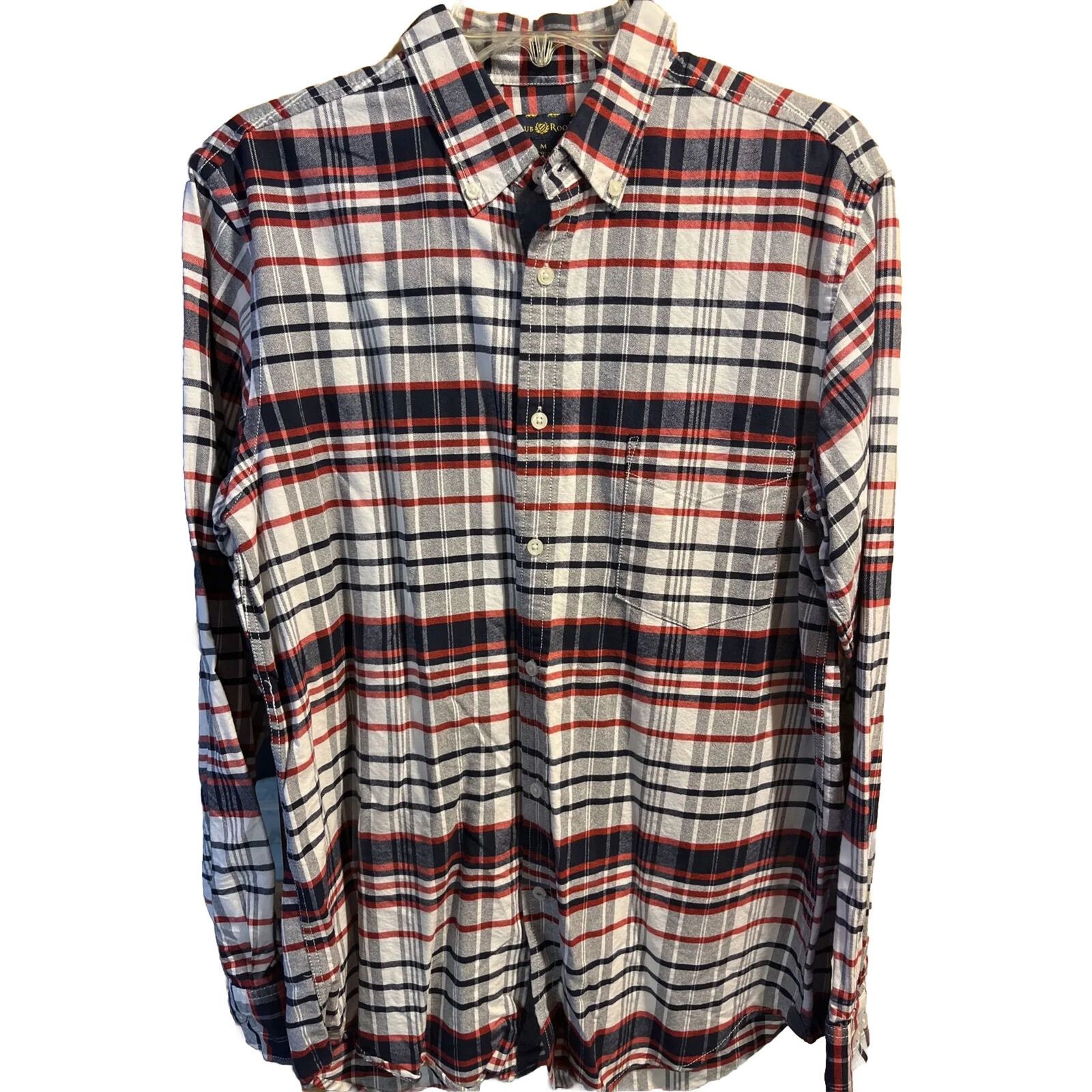 Club Room Club Room Mens M White Red Check LS Button Down Cotton Shirt Size US M / EU 48-50 / 2 - 1 Thumbnail