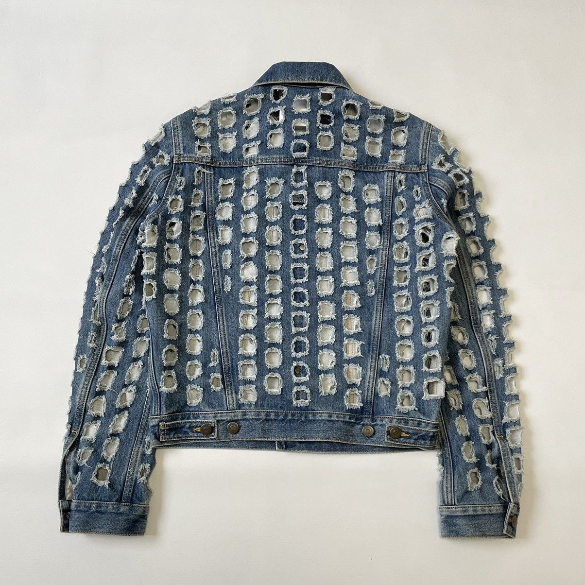 Maison Margiela ‘Laser Hole Cut’ Blue Denim Jacket Size S / US 4 / IT 40 - 10 Thumbnail