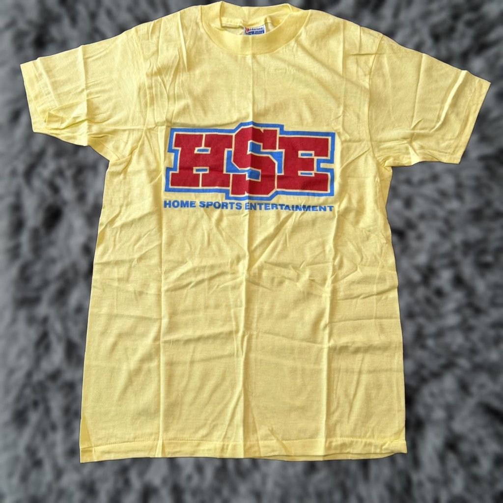Hanes VINTAGE Hanes T-Shirt Men M Short Sleeve Crew Neck Cotton Knit Graphic Print Logo Sports Warner Texas Network 80s Pin Hole Lot Hane Fifty Fifty Size US M / EU 48-50 / 2 - 1 Thumbnail