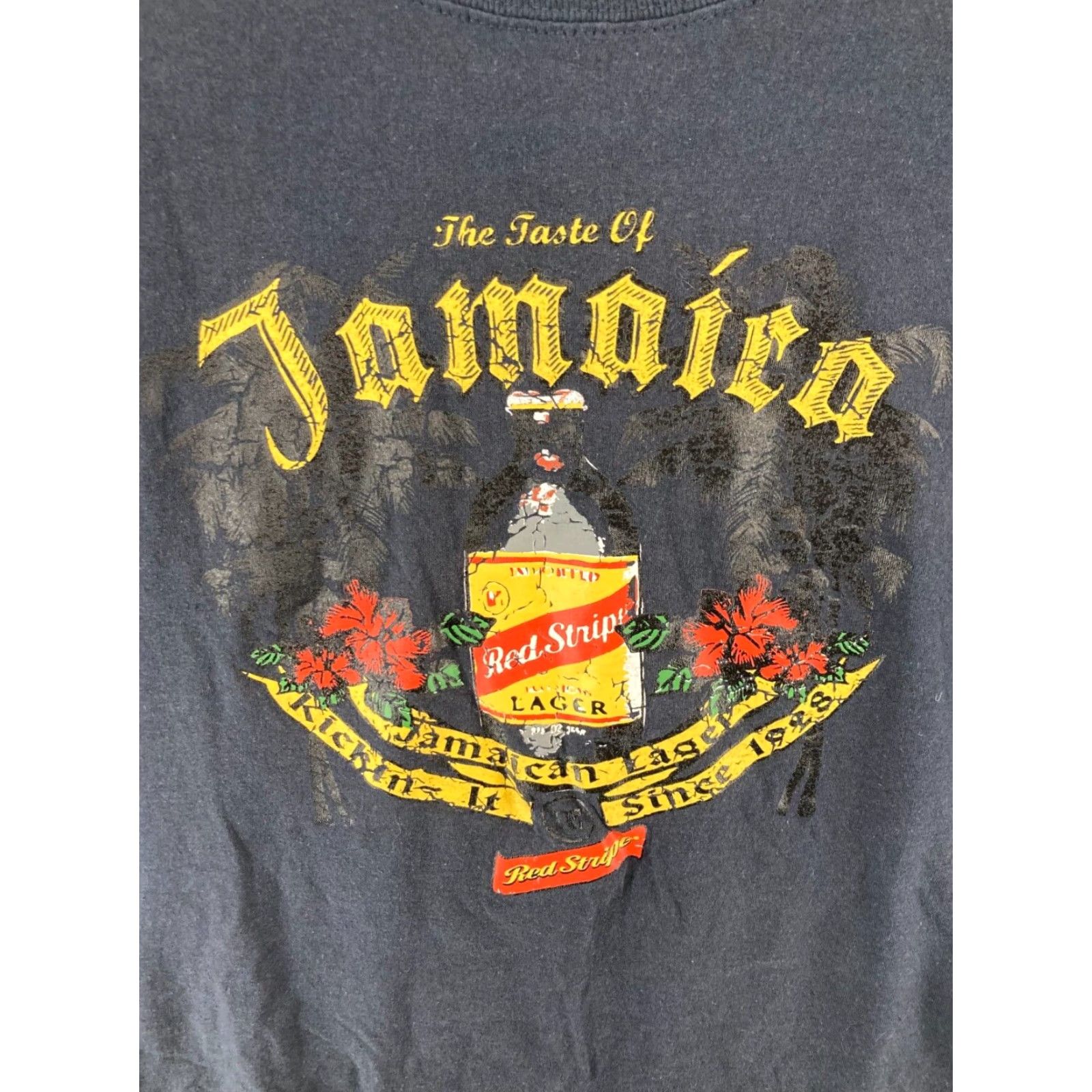 Vintage Caribbean Vacation Shirt 2XL Black Graphic Print Short Sleeve Crew Neck Cotton T-Shirt Jamaica Beer Classic Mens Size US XXL / EU 58 / 5 - 4 Thumbnail