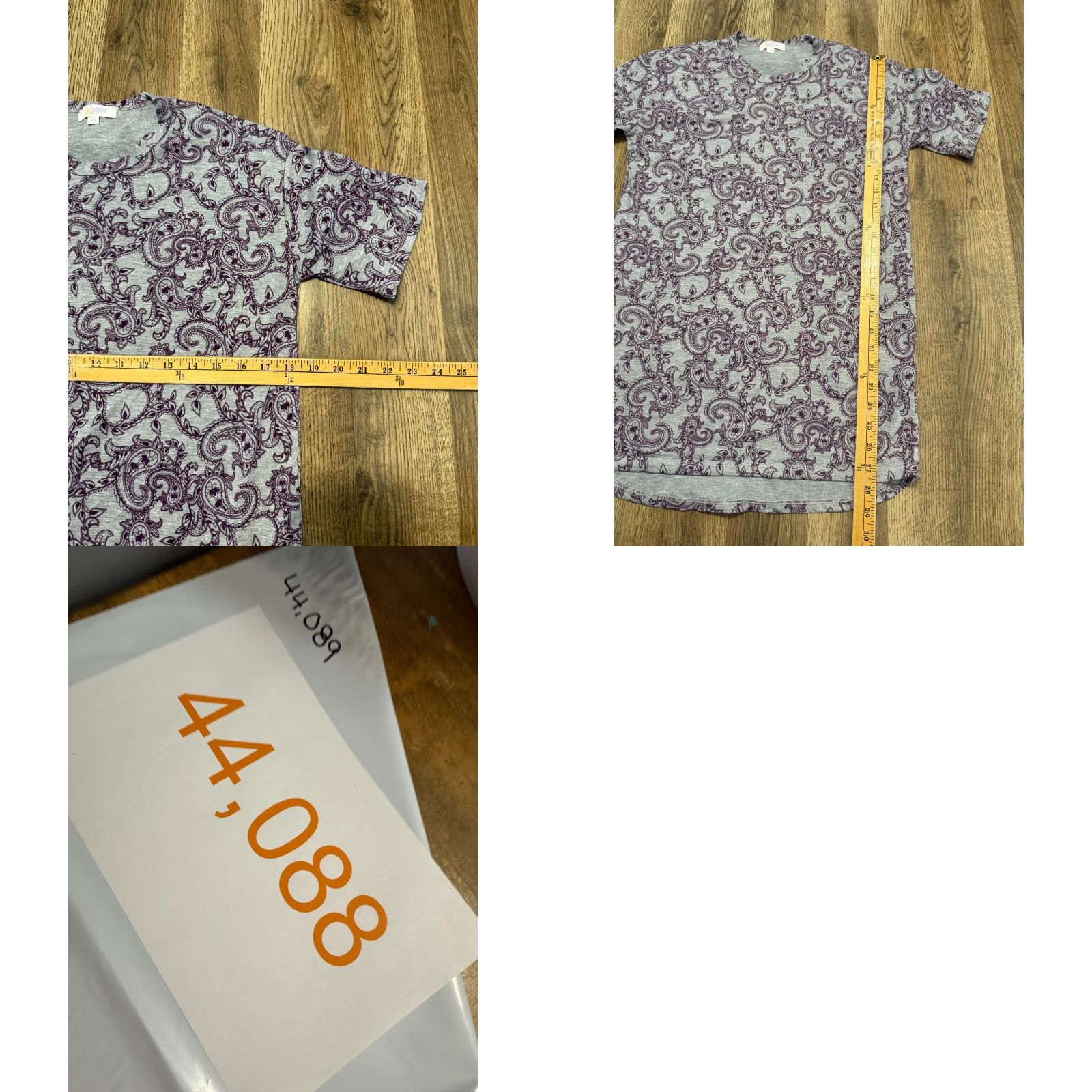 Vintage VINTAGE? No — (omit) LulaRoe Shirt Women's XS Grey Purple Paisley Print Round Neck Short Sleeve Shirt Size XS / US 0-2 / IT 36-38 - 8 Thumbnail
