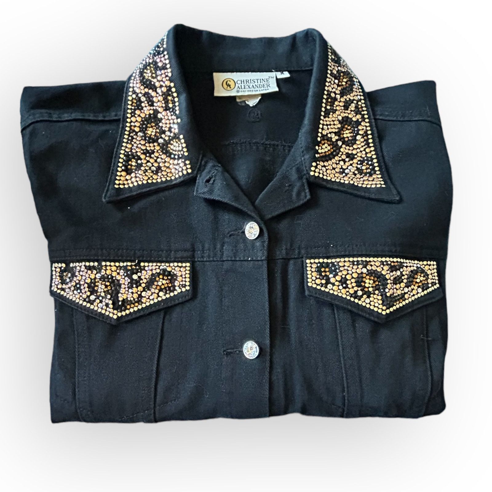 Other Women’s Vintange Black Denim Christine Alexander Jacket Size M / US 6-8 / IT 42-44 - 6 Thumbnail