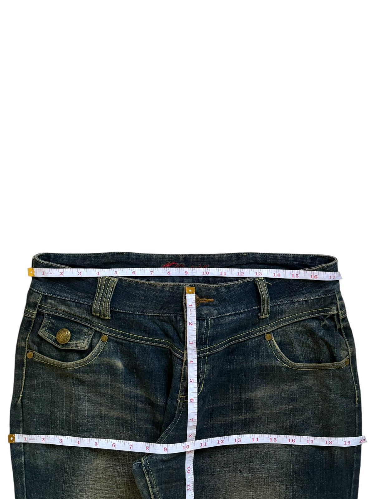 Japanese Brand Vintage Japanese Brand Buckle Back Mud Wash Bootcut Jeans Size 35" - 11 Thumbnail