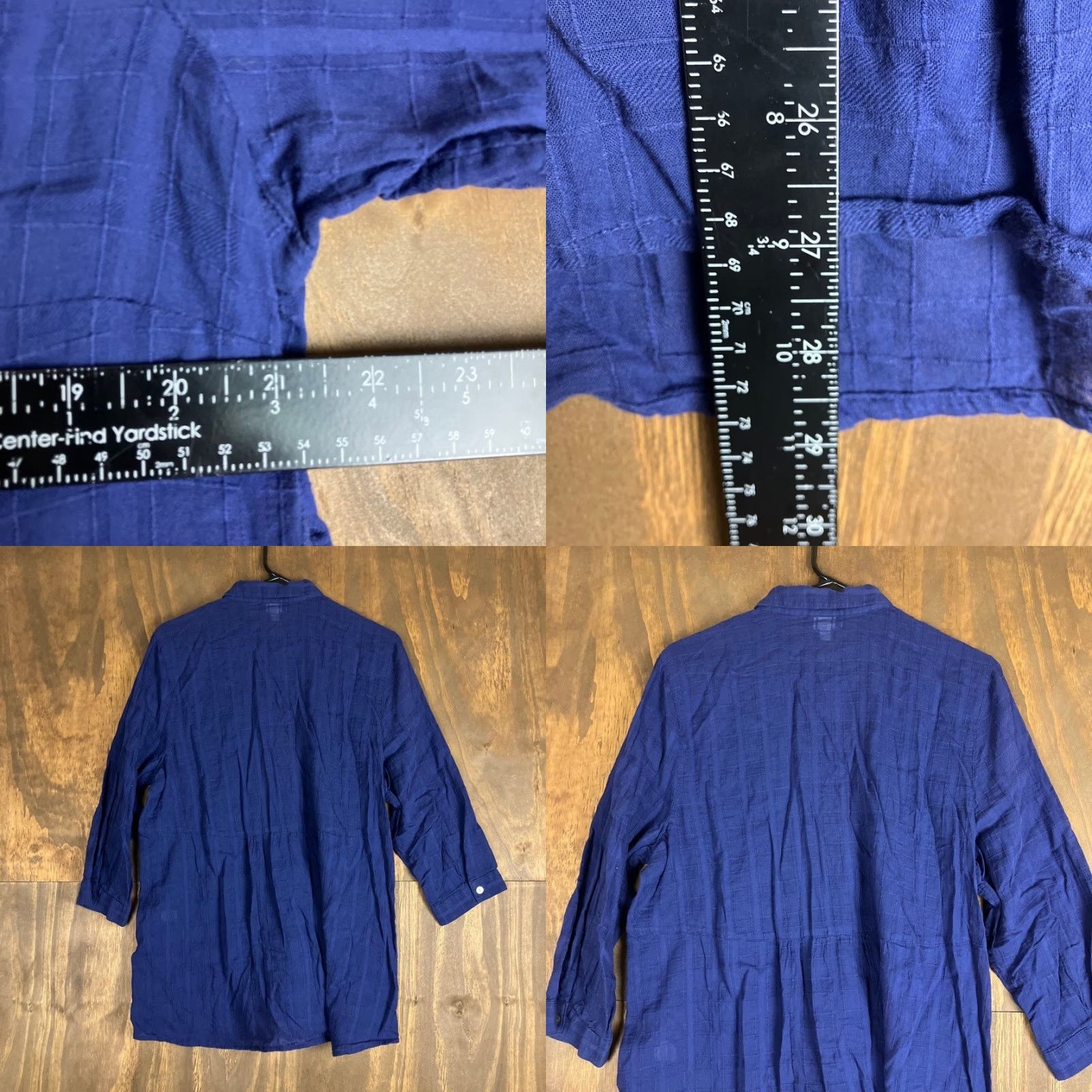 J. Jill J Jill Womens Blouse Blue Collared Button Front 3/4 Sleeve Tunic Large Shirt Womens Casual Workwear Classic/Fitted Sleeve Button-Up Neckline Collared Size L / US 10 / IT 46 - 8 Thumbnail