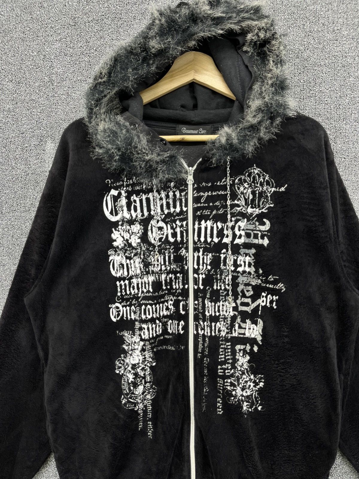 Japanese Brand Beaumont Carr Poem Punk Fur Hoodie Fleece Jacket Size US L / EU 52-54 / 3 - 5 Thumbnail