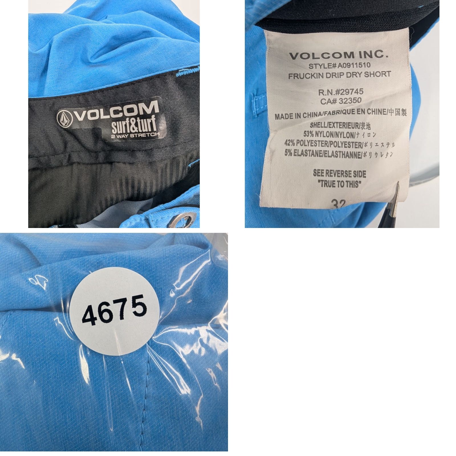 Volcom Volcom Frickin Drip Dry Short Hybrid Mens 2-Way Stretch Blue Size 32 A0911510 Size US 32 / EU 48 - 8 Thumbnail