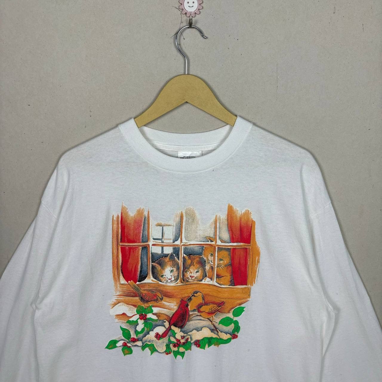Tultex Vintage 90s Tultex Cat & Bird Window Graphic T-Shirt XL Size US XL / EU 56 / 4 - 3 Thumbnail