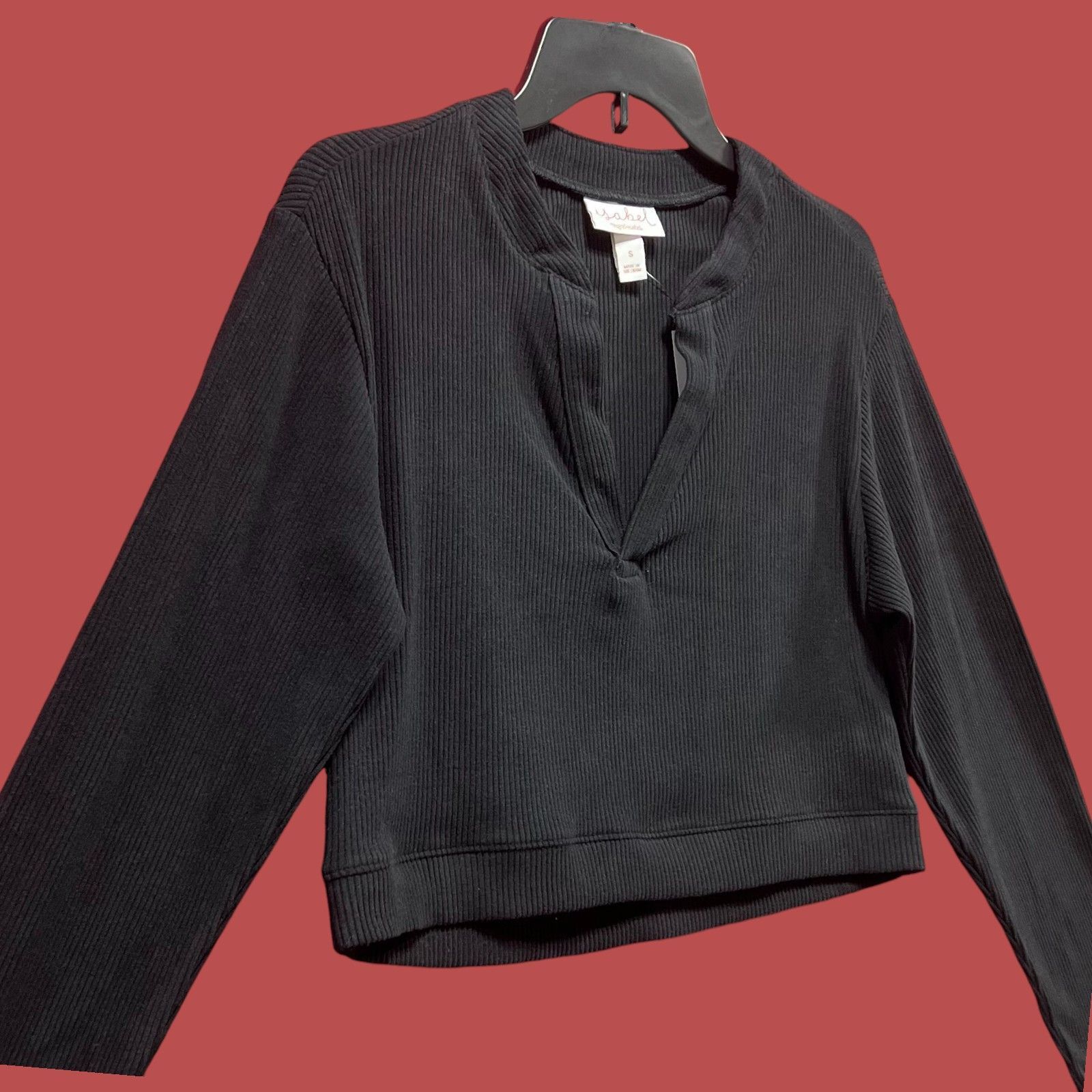 Other Isabel Maternity - Maternity Ribbed Henley Top - Black - Sma Size S / US 4 / IT 40 - 16 Thumbnail