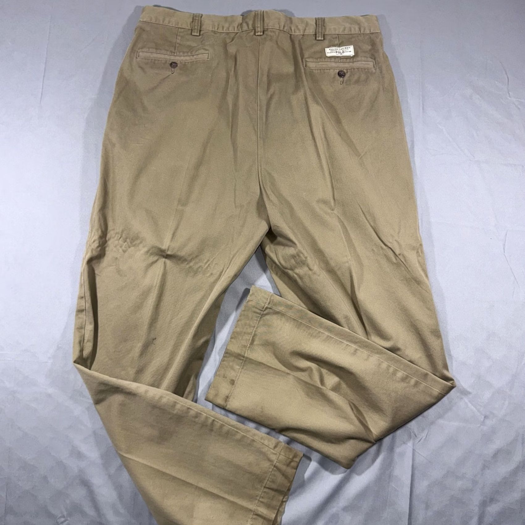 Polo Ralph Lauren VINTAGE Polo Ralph Lauren Andrew Pants Mens 38x32 Beige Pleated Cotton Chino Classic Fit Pants Size US M / EU 48-50 / 2 - 2 Thumbnail
