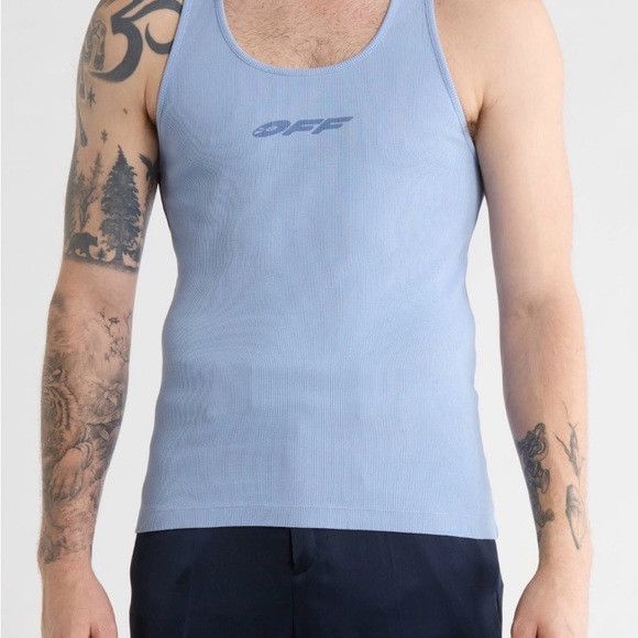 Off-White Off-White Stretch Cotton Logo Tan Blue L Size US L / EU 52-54 / 3 - 2 Thumbnail