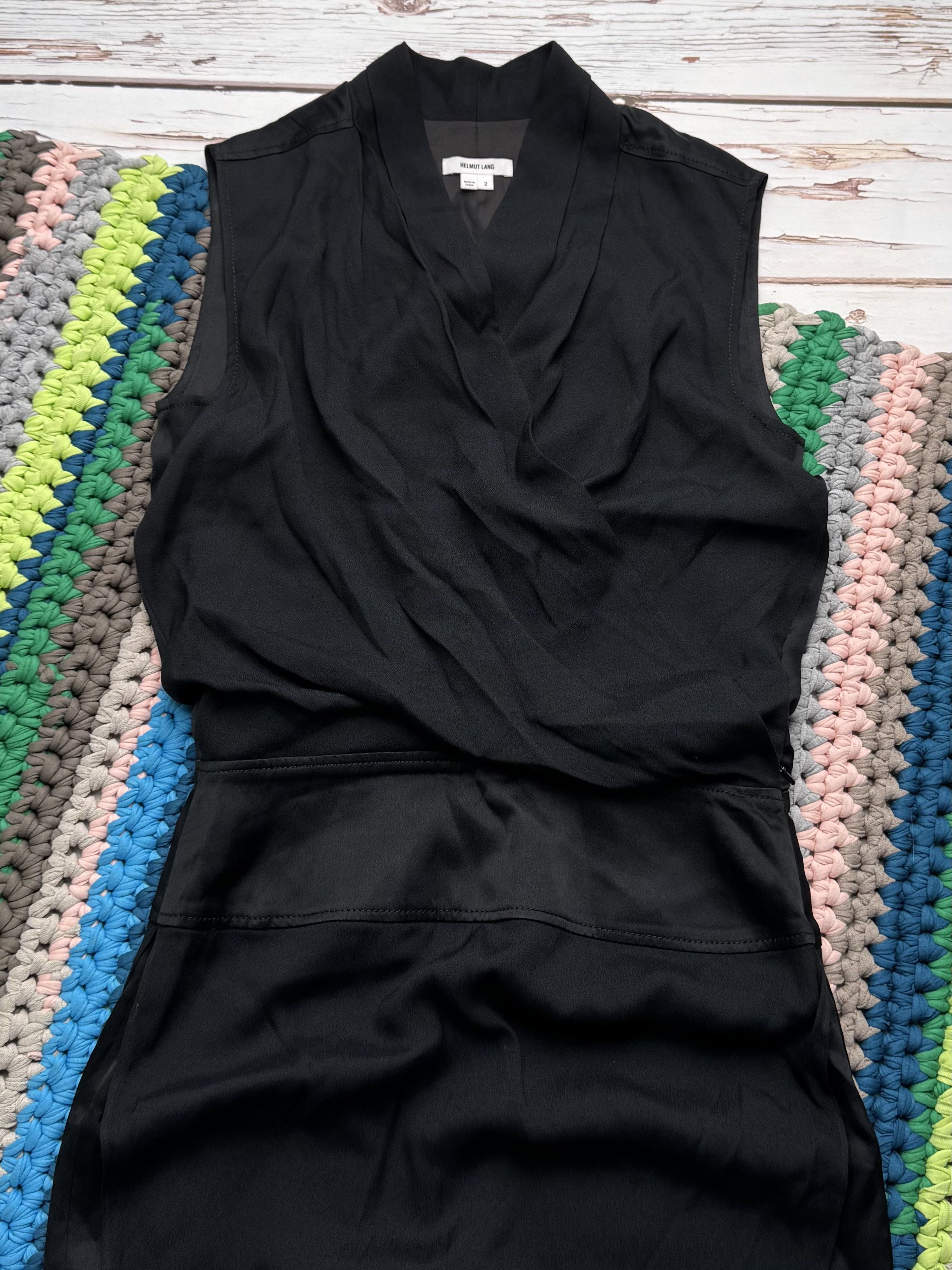 Helmut Lang Helmut Lang Black Dress Sleeveless Draped Mini (D15) Size M / US 6-8 / IT 42-44 - 2 Thumbnail
