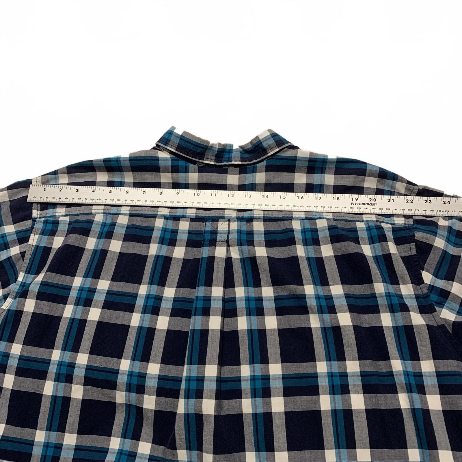 Basic Editions Basic Editions Men's 3XL Blue Plaid Short Sleeve Button Shir Size US XXL / EU 58 / 5 - 8 Thumbnail