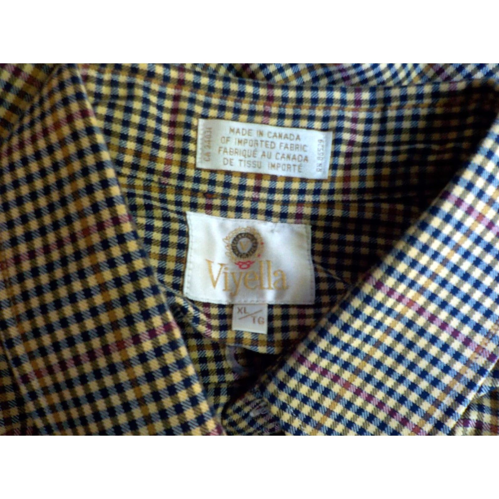 Vintage Viyella Button-Up Shirt Navy Tan Red XL Mens Size US XL / EU 56 / 4 - 4 Thumbnail