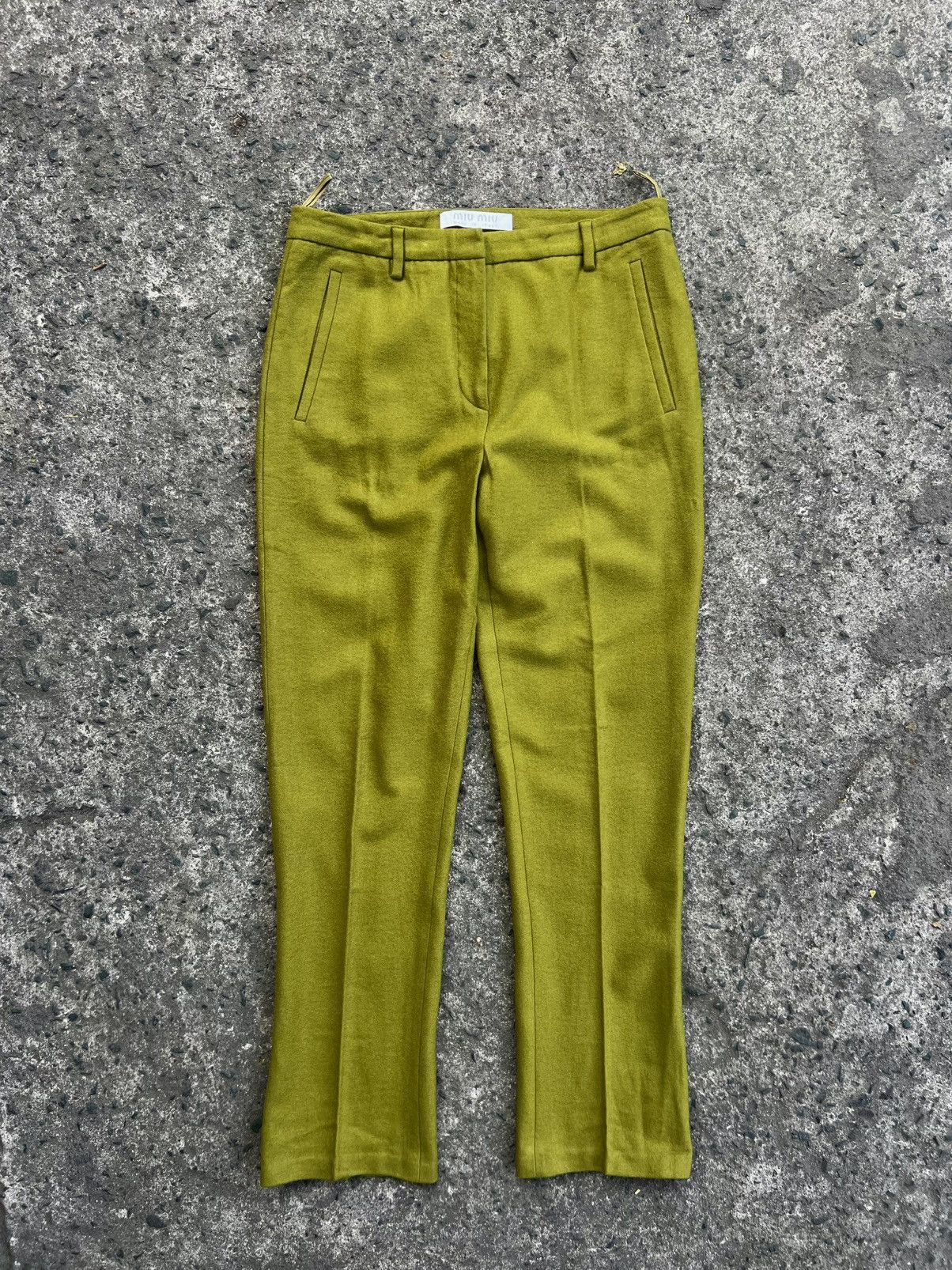 Miu Miu Miu miu FW/99 - Boiled Wool Utility Trouser - Moss Green Size 27" / US 4 / IT 40 - 1 Thumbnail